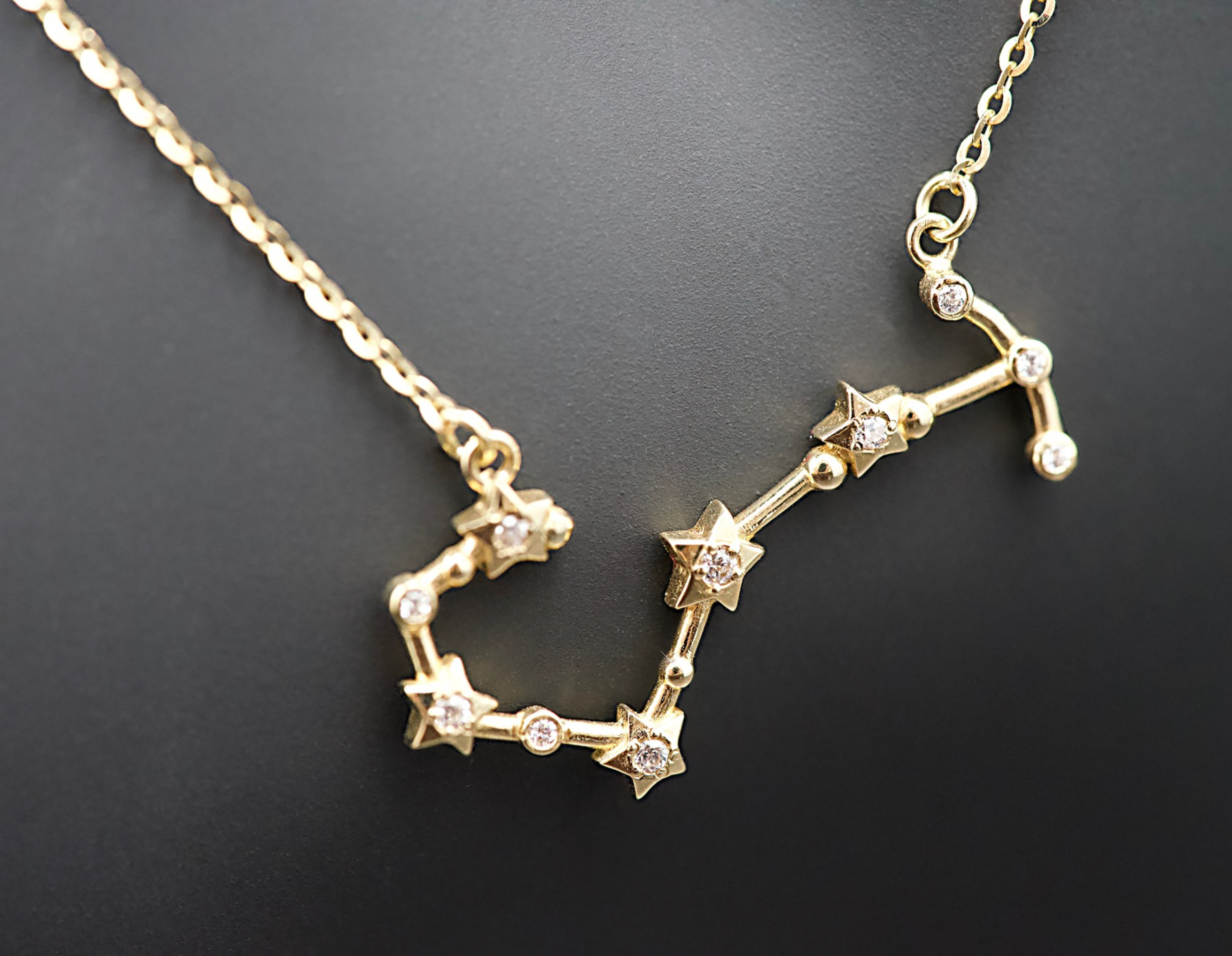 "Sternbild" Collier - Skorpion - 585er Gold - weiße Zirkonia