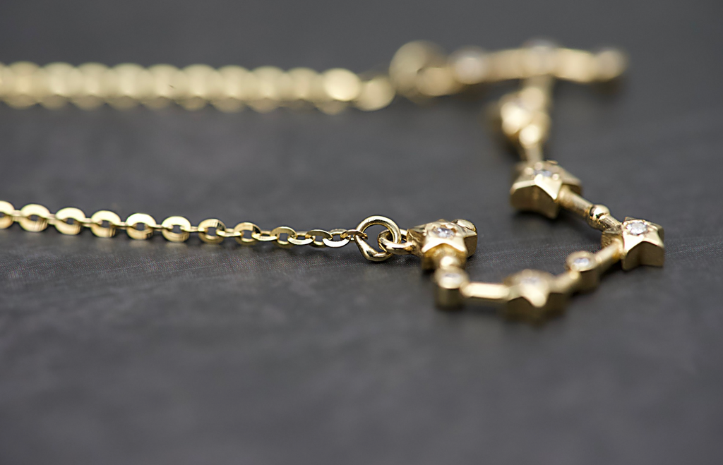 "Sternbild" Collier - Skorpion - 585er Gold - weiße Zirkonia