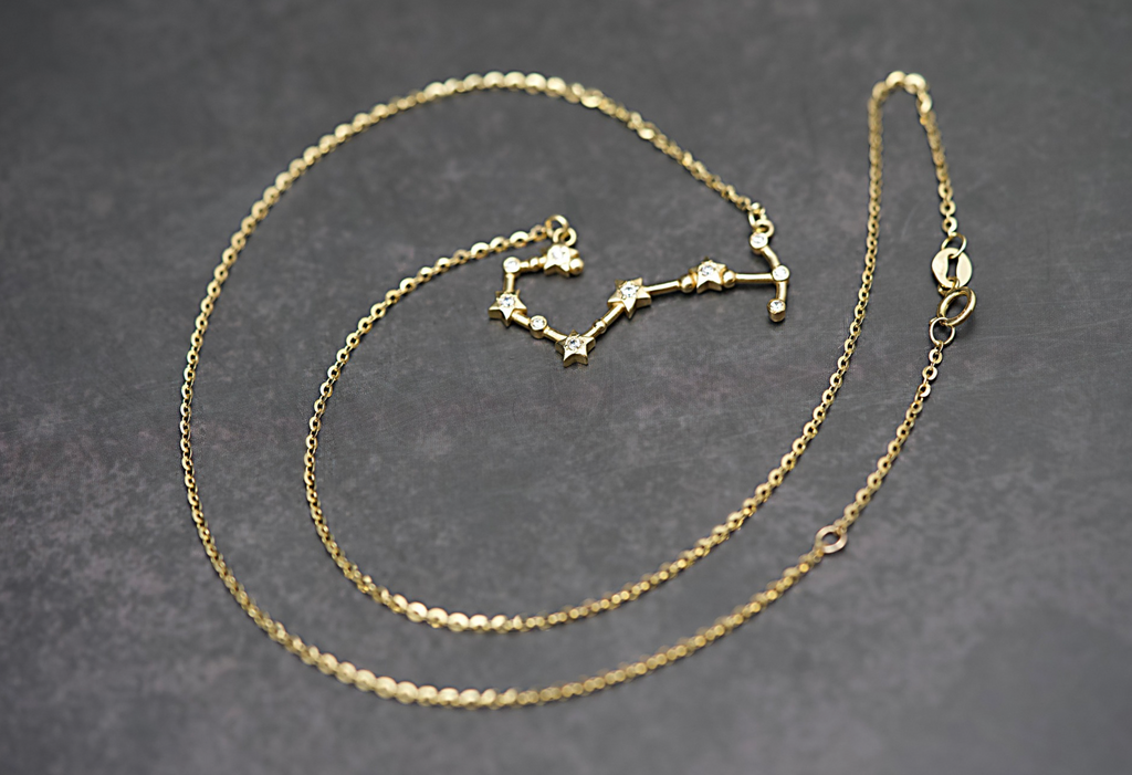 "Sternbild" Collier - Skorpion - 585er Gold - weiße Zirkonia