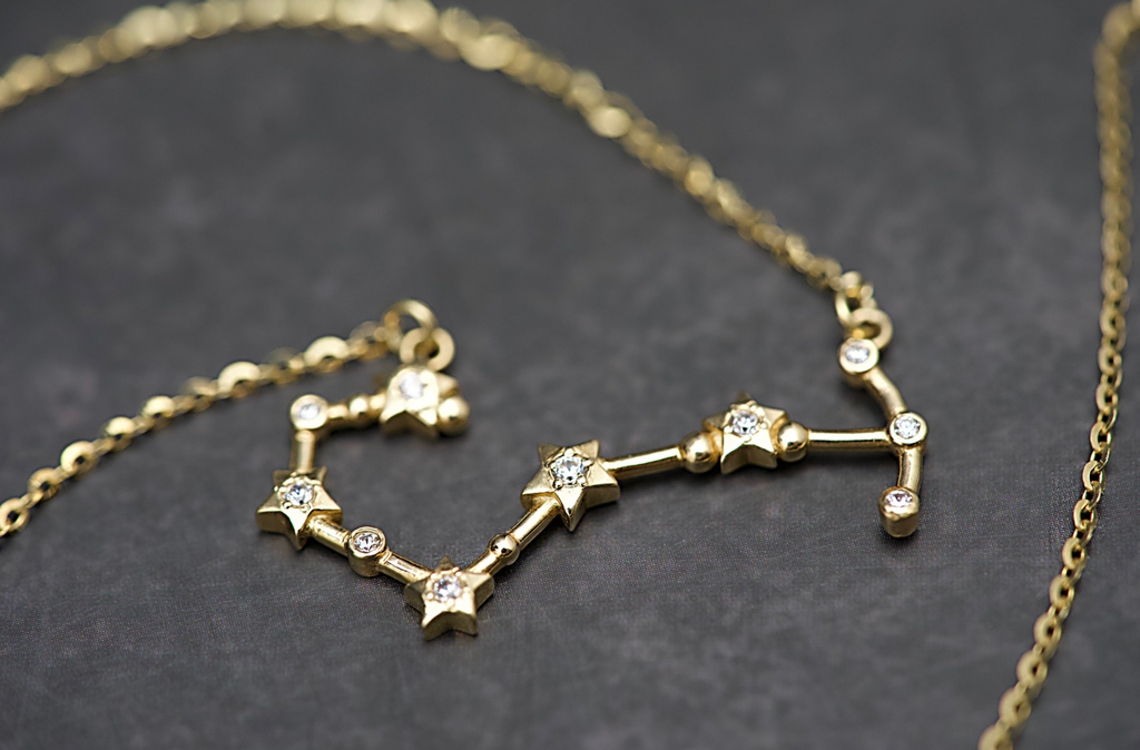 "Sternbild" Collier - Skorpion - 585er Gold - weiße Zirkonia