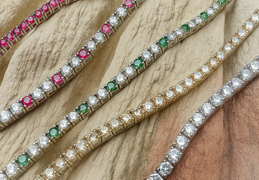 "Tennis" Armband - 925er Sterling Silber - bunte Zirkonia - ab 16 cm