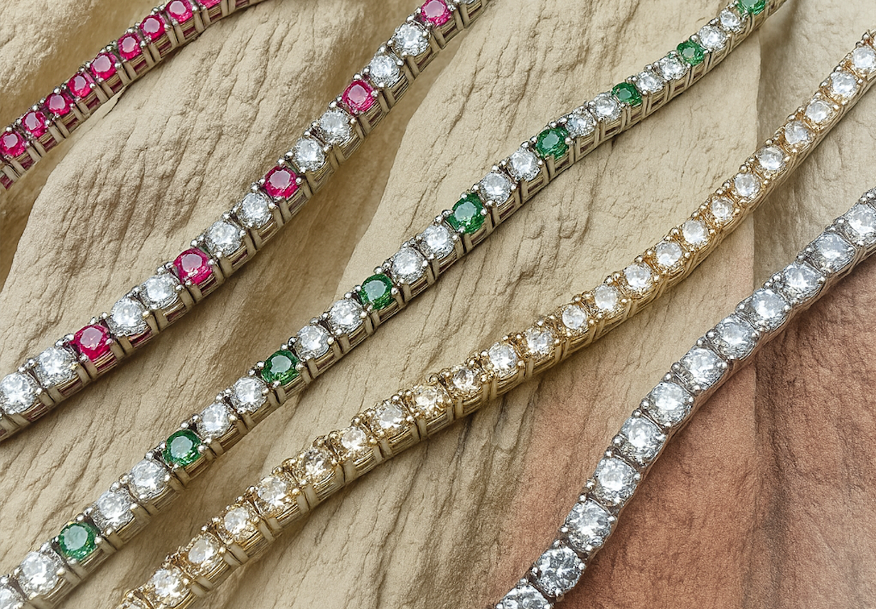 "Tennis" Armband - 925er Sterling Silber - bunte Zirkonia - ab 16 cm