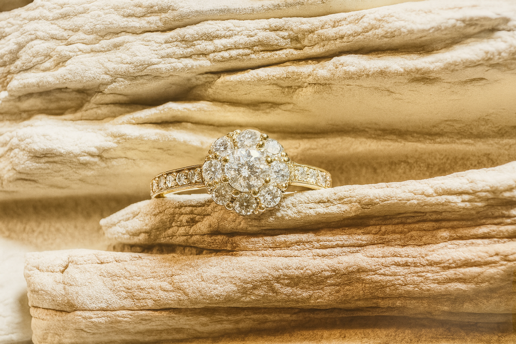 Luxus Diamondring / Verlobungsring „Flower-Power“  – 585er Gold - Nr. 53 (13)