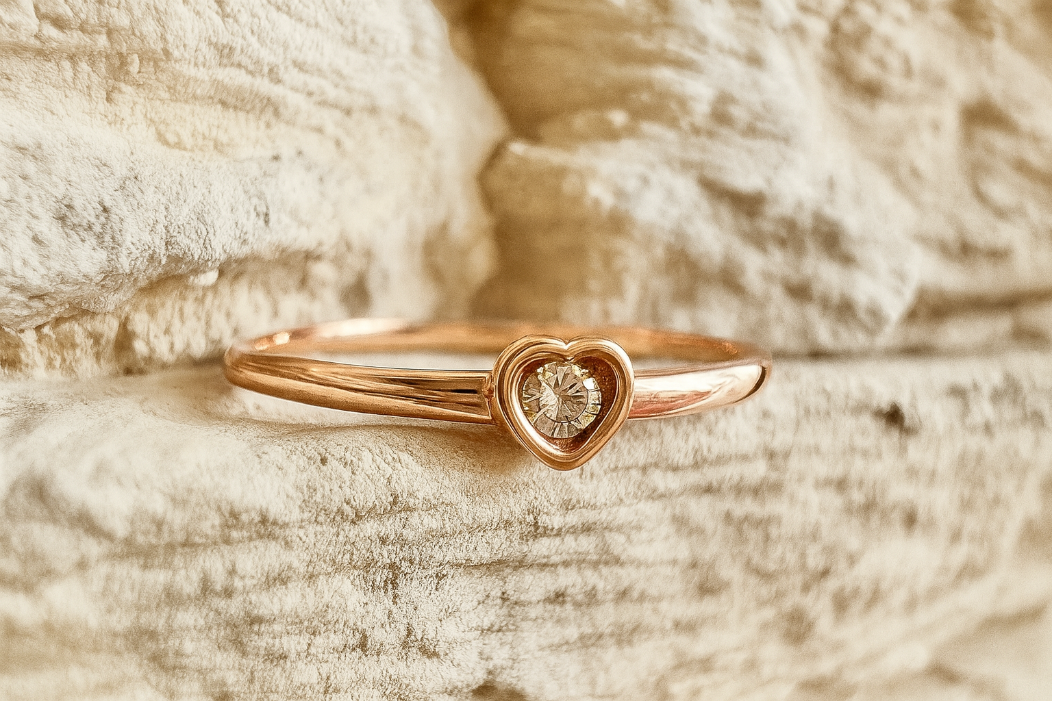 Luxus-Unikat Saphirring / Verlobungsring „Pure Heart“  – 585er Rotgold - Nr. 56 (16) - UNIKAT