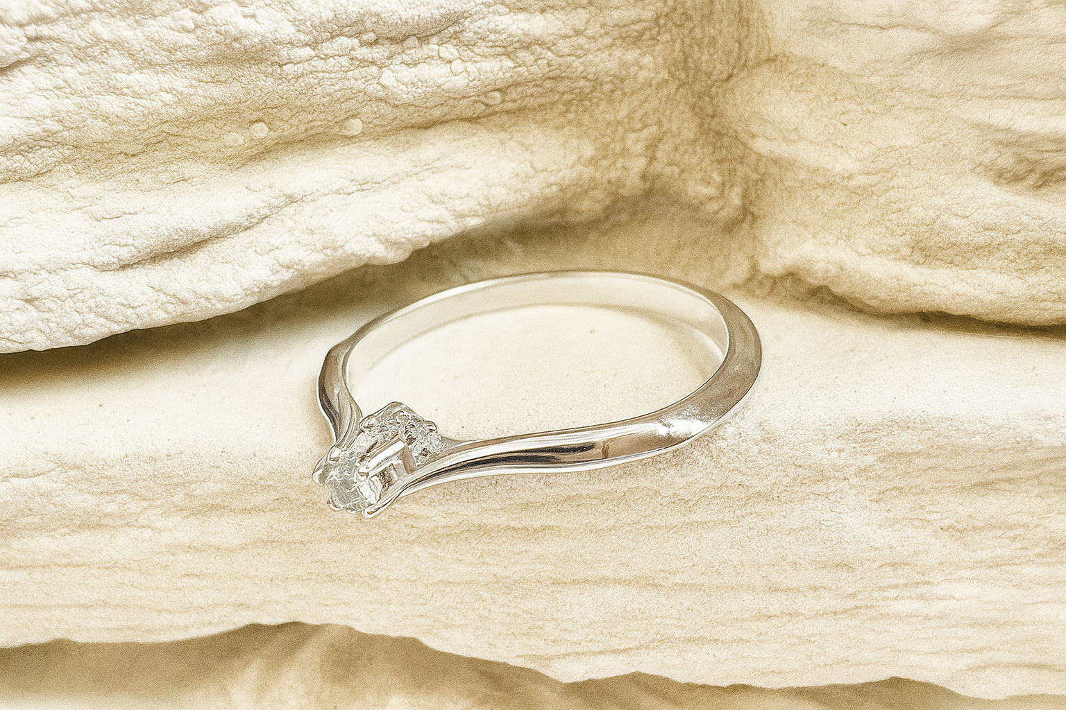 Luxus-Unikat Saphirring / Verlobungsring „Silent Light“  – 585er Weißgold - Nr. 54 (14) - UNIKAT