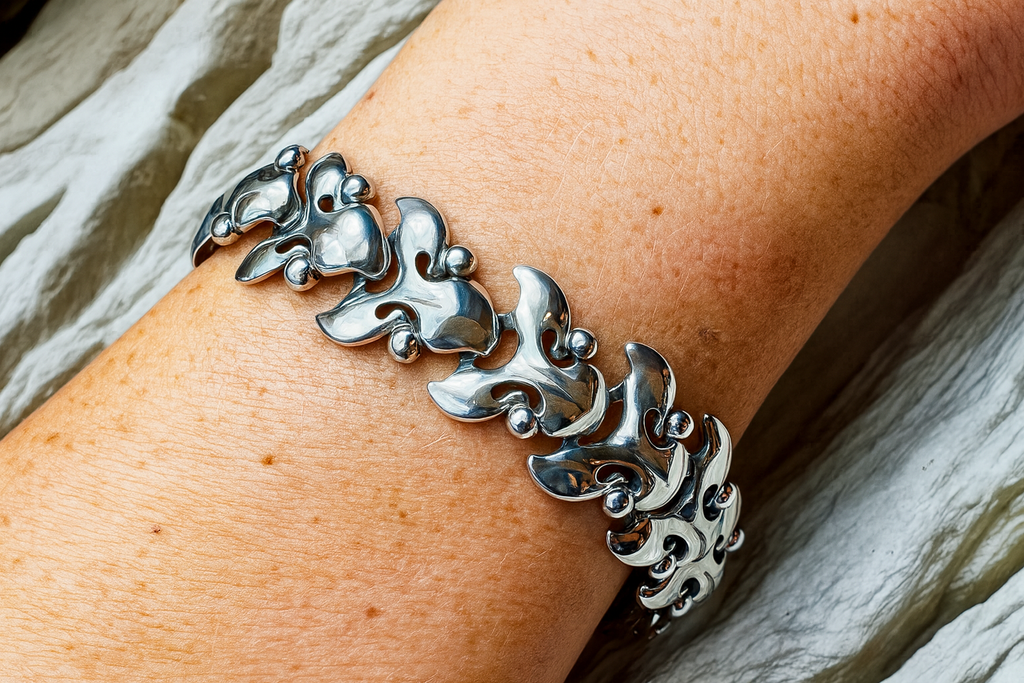 Vintage/Modern Armband - 925 Sterling Silber - 19 cm - UNIKAT