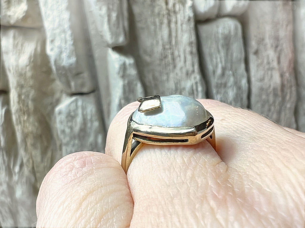 Herz-Ring aus 333er Gold mit schimmerndem Perlmutt – Nr. 53 (13)