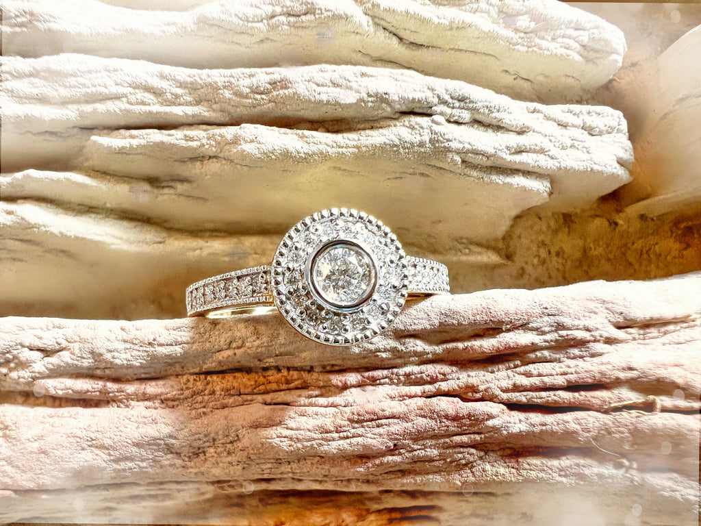 Luxus Diamondring / Verlobungsring „Vintage-Eleganz“  – 585er Gold - Nr. 55-56 (15-16)