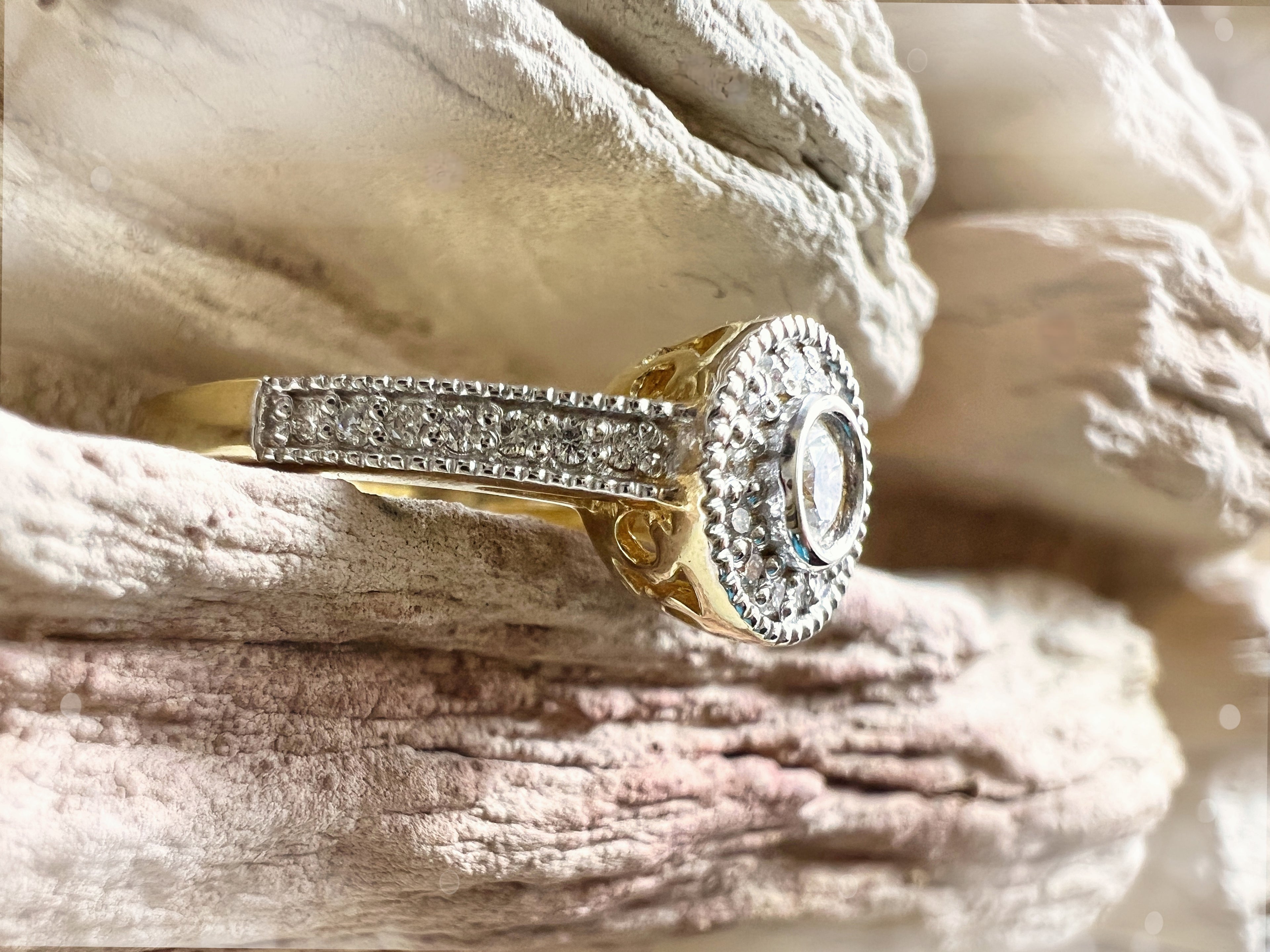 Luxus Diamondring / Verlobungsring „Vintage-Eleganz“  – 585er Gold - Nr. 55-56 (15-16)