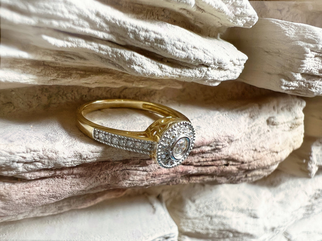 Luxus Diamondring / Verlobungsring „Vintage-Eleganz“  – 585er Gold - Nr. 55-56 (15-16)