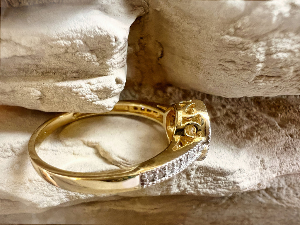 Luxus Diamondring / Verlobungsring „Vintage-Eleganz“  – 585er Gold - Nr. 55-56 (15-16)