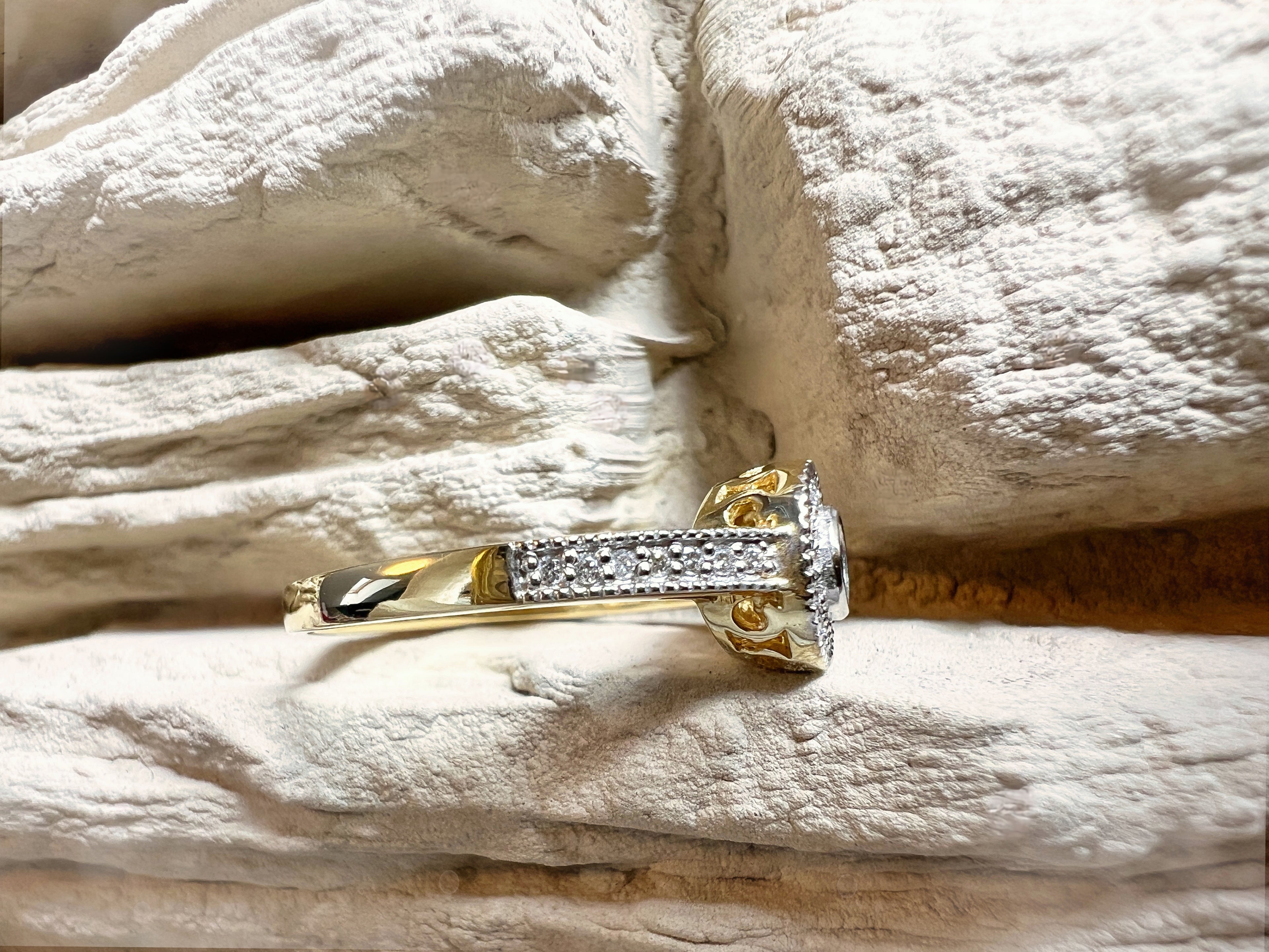 Luxus Diamondring / Verlobungsring „Vintage-Eleganz“  – 585er Gold - Nr. 55-56 (15-16)