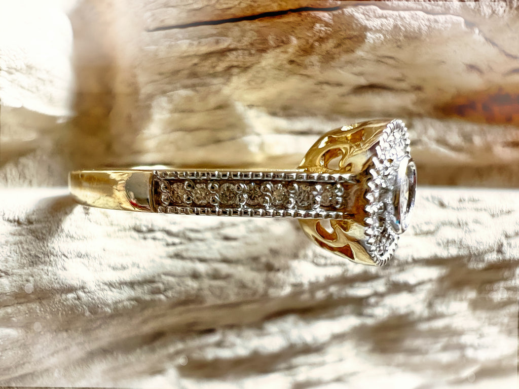 Luxus Diamondring / Verlobungsring „Vintage-Eleganz“  – 585er Gold - Nr. 55-56 (15-16)