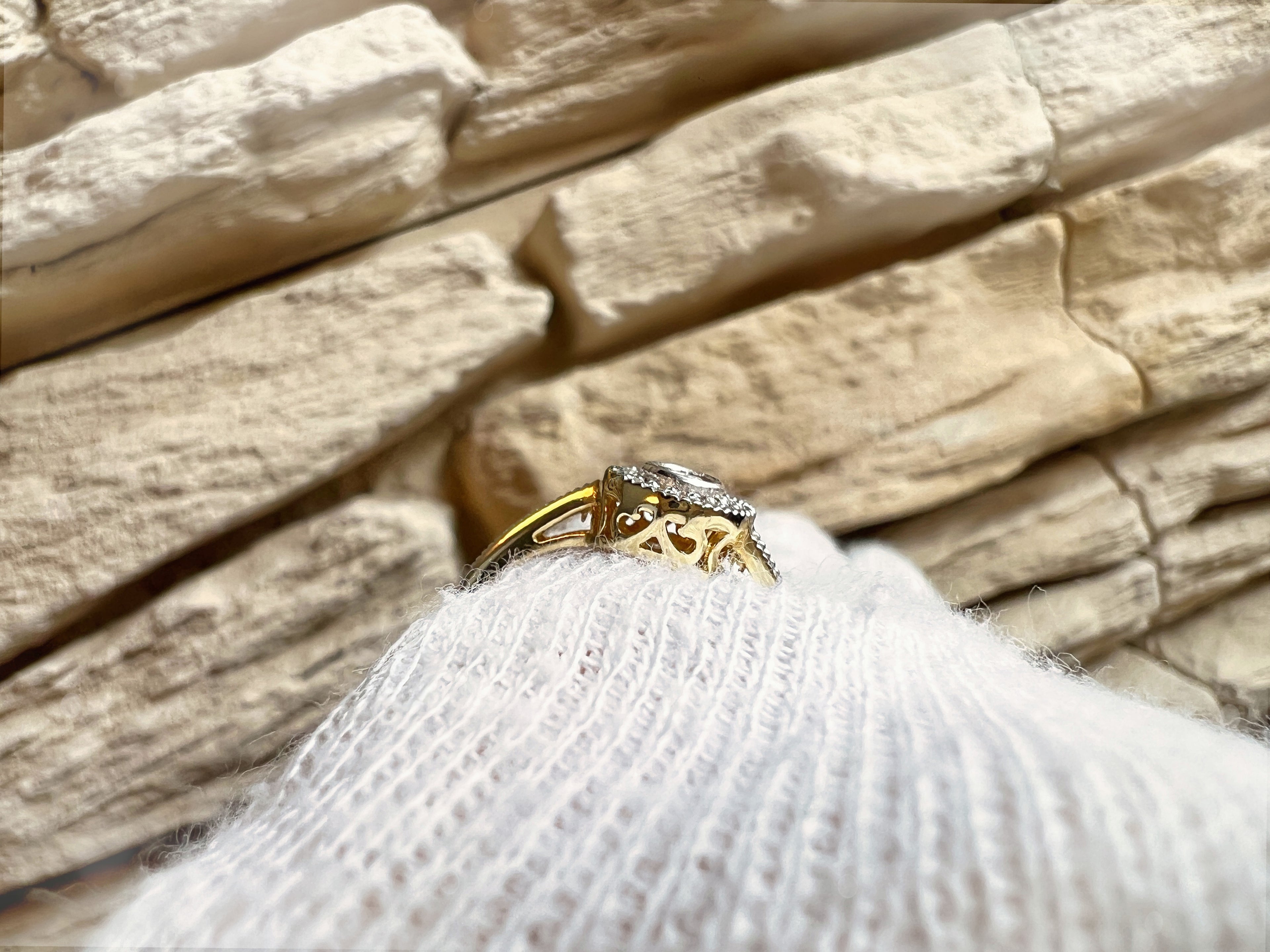 Luxus Diamondring / Verlobungsring „Vintage-Eleganz“  – 585er Gold - Nr. 55-56 (15-16)