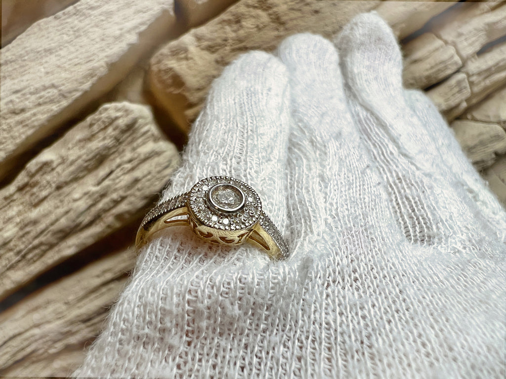 Luxus Diamondring / Verlobungsring „Vintage-Eleganz“  – 585er Gold - Nr. 55-56 (15-16)