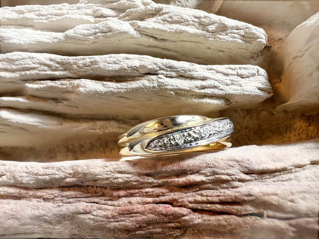 Luxus Diamondring / Verlobungsring „Saturn“  – 585er Gold - Nr. 52-53 (12-13)