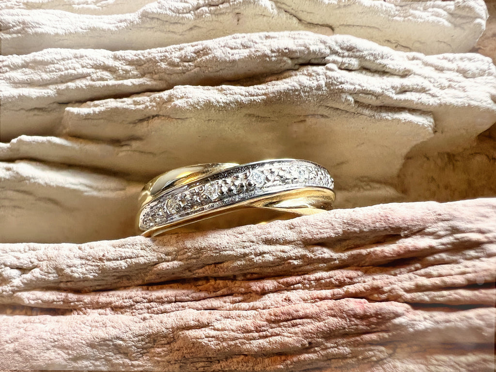 Luxus Diamondring / Verlobungsring „Saturn“  – 585er Gold - Nr. 52-53 (12-13)