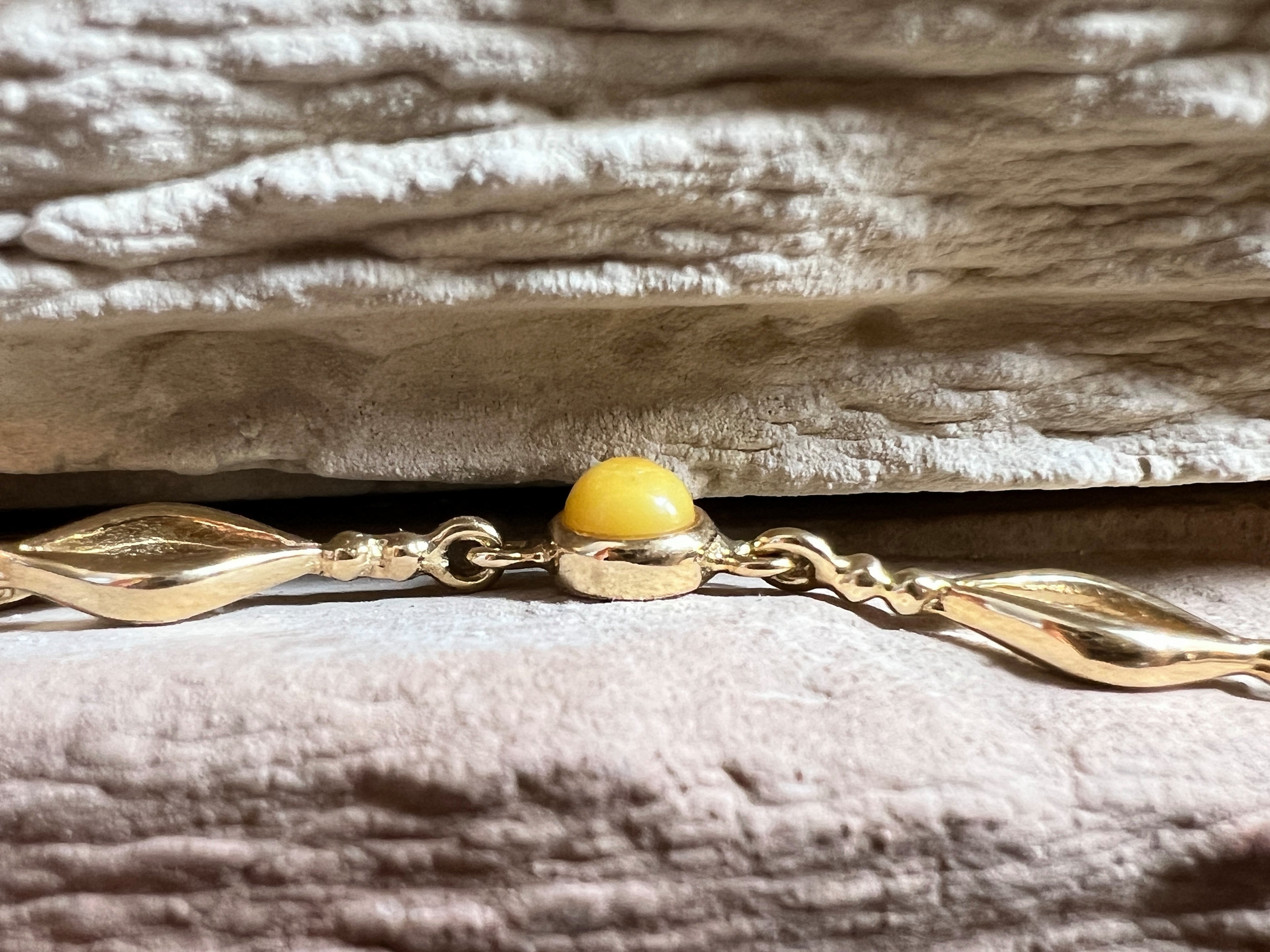 585er Gold Armband "Vintage" - Länge: 18 cm - Honigbernstein - UNIKAT