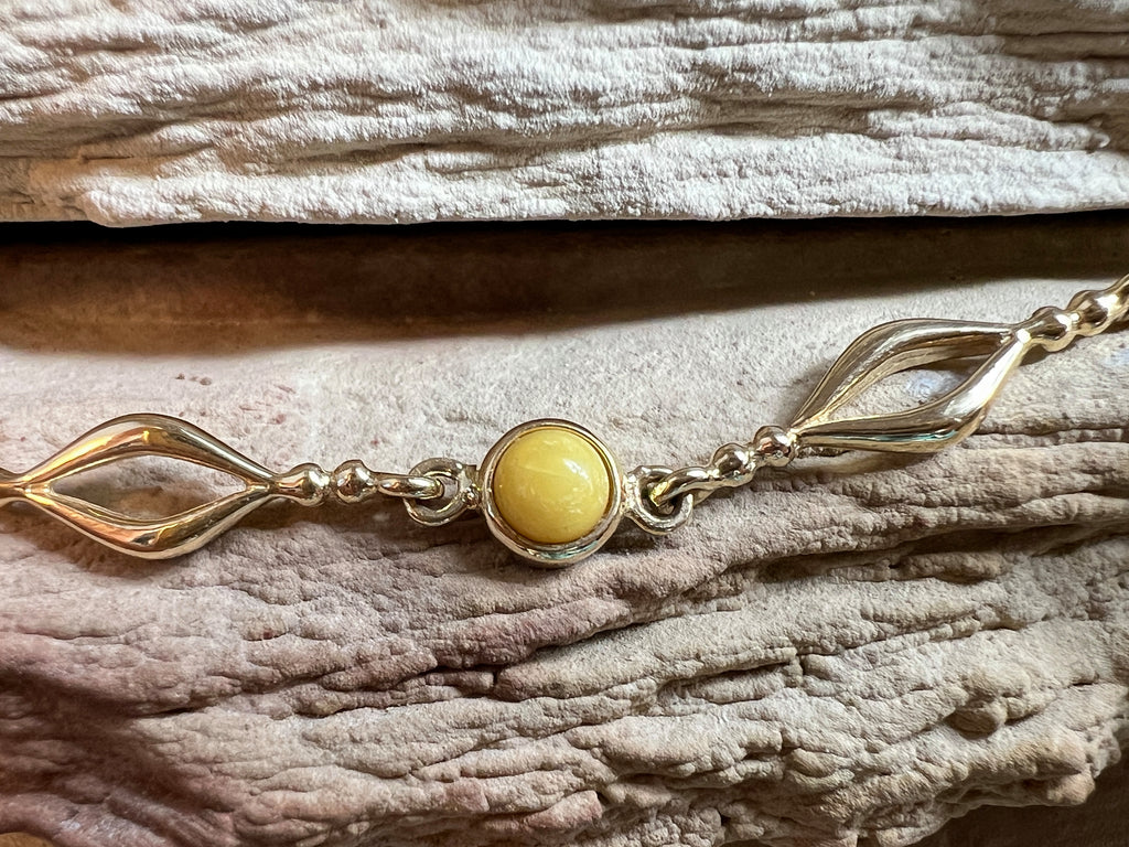 585er Gold Armband "Vintage" - Länge: 18 cm - Honigbernstein - UNIKAT