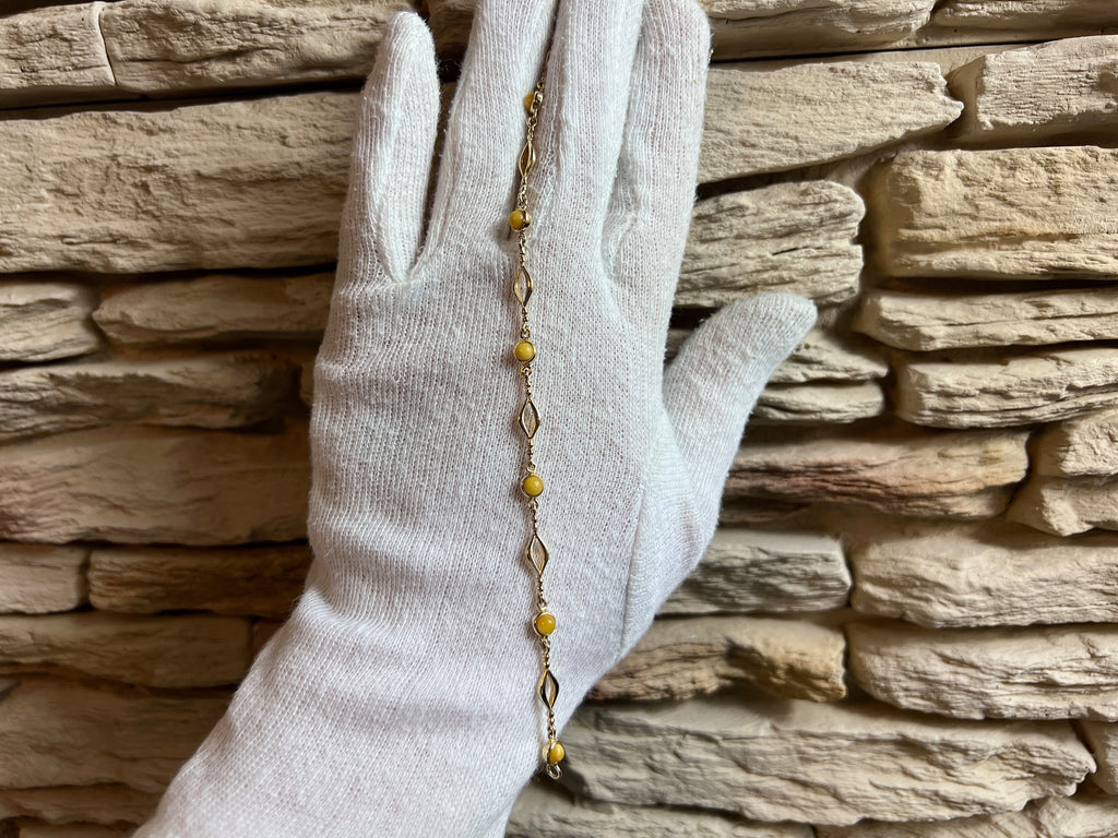 585er Gold Armband "Vintage" - Länge: 18 cm - Honigbernstein - UNIKAT
