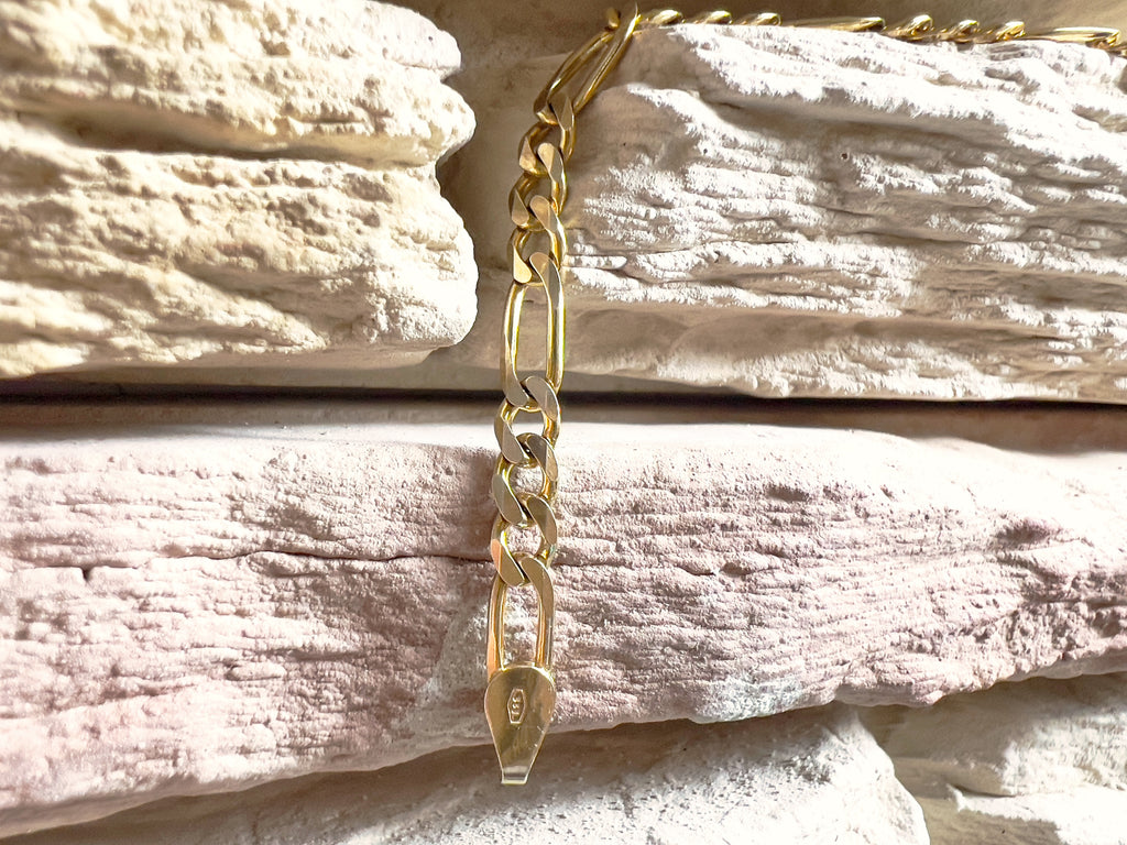 333er Gold Armband "Figaro-Stil" - Länge: 21 cm - Unisex