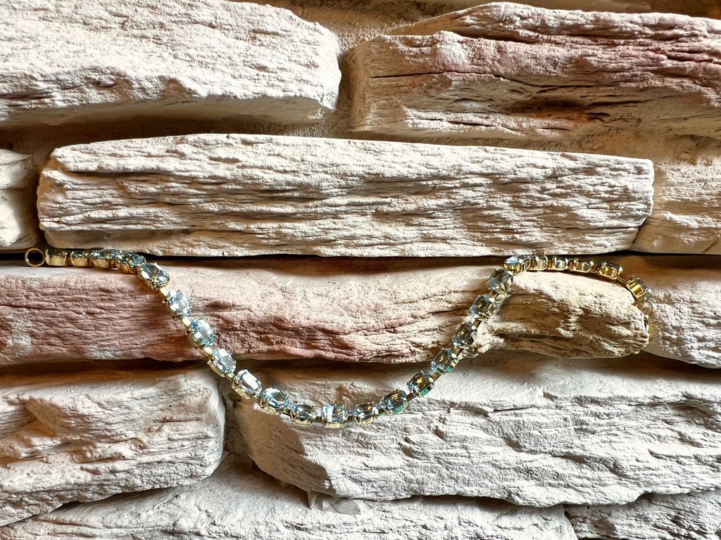 Edeltopas-Armband aus 333er Gold – Hellblau - Länge 19,5 cm