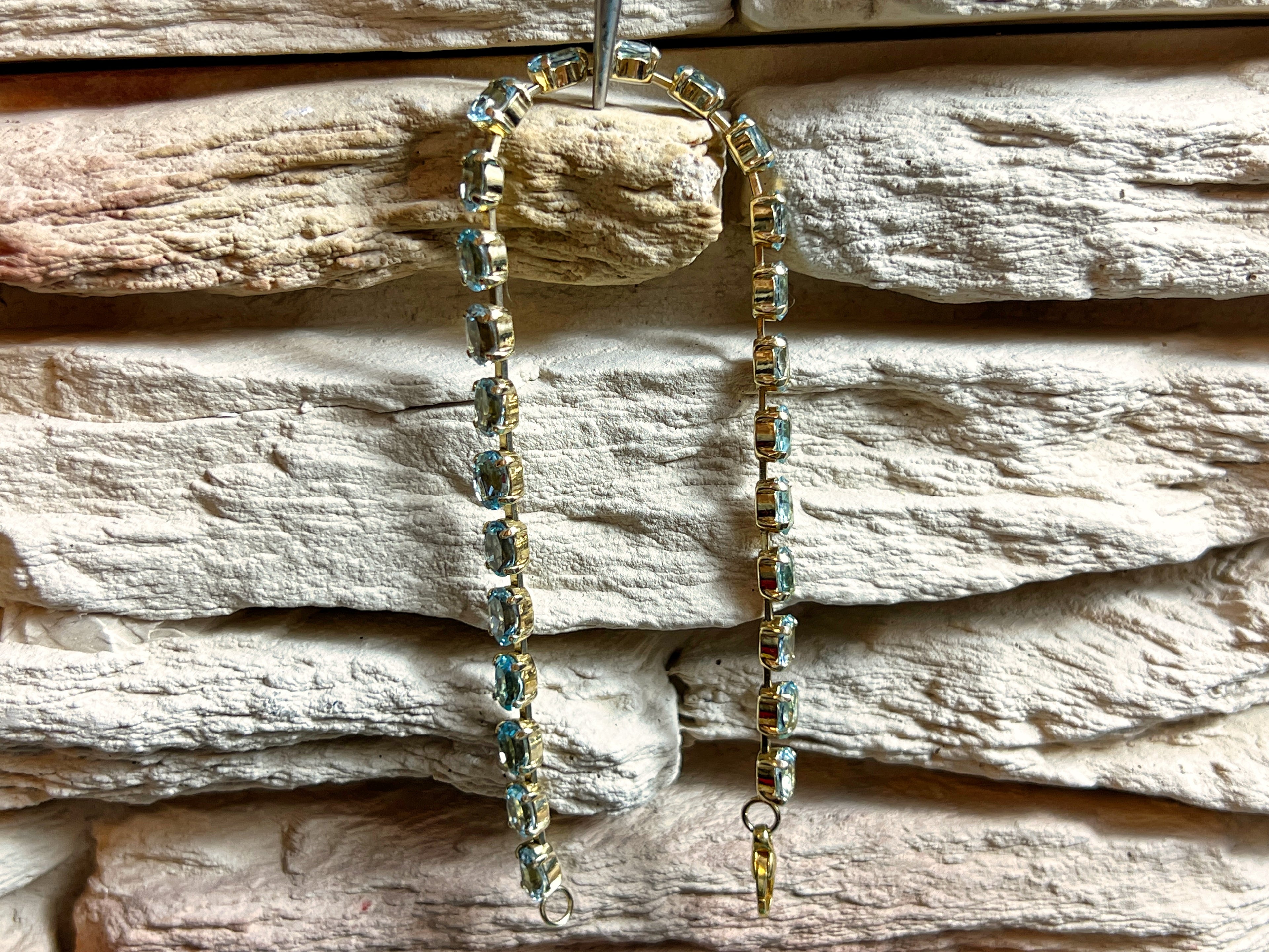 Edeltopas-Armband aus 333er Gold – Hellblau - Länge 19,5 cm