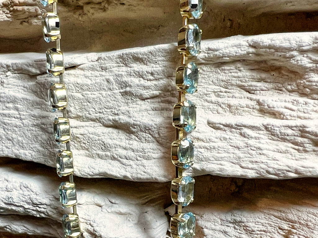 Edeltopas-Armband aus 333er Gold – Hellblau - Länge 19,5 cm