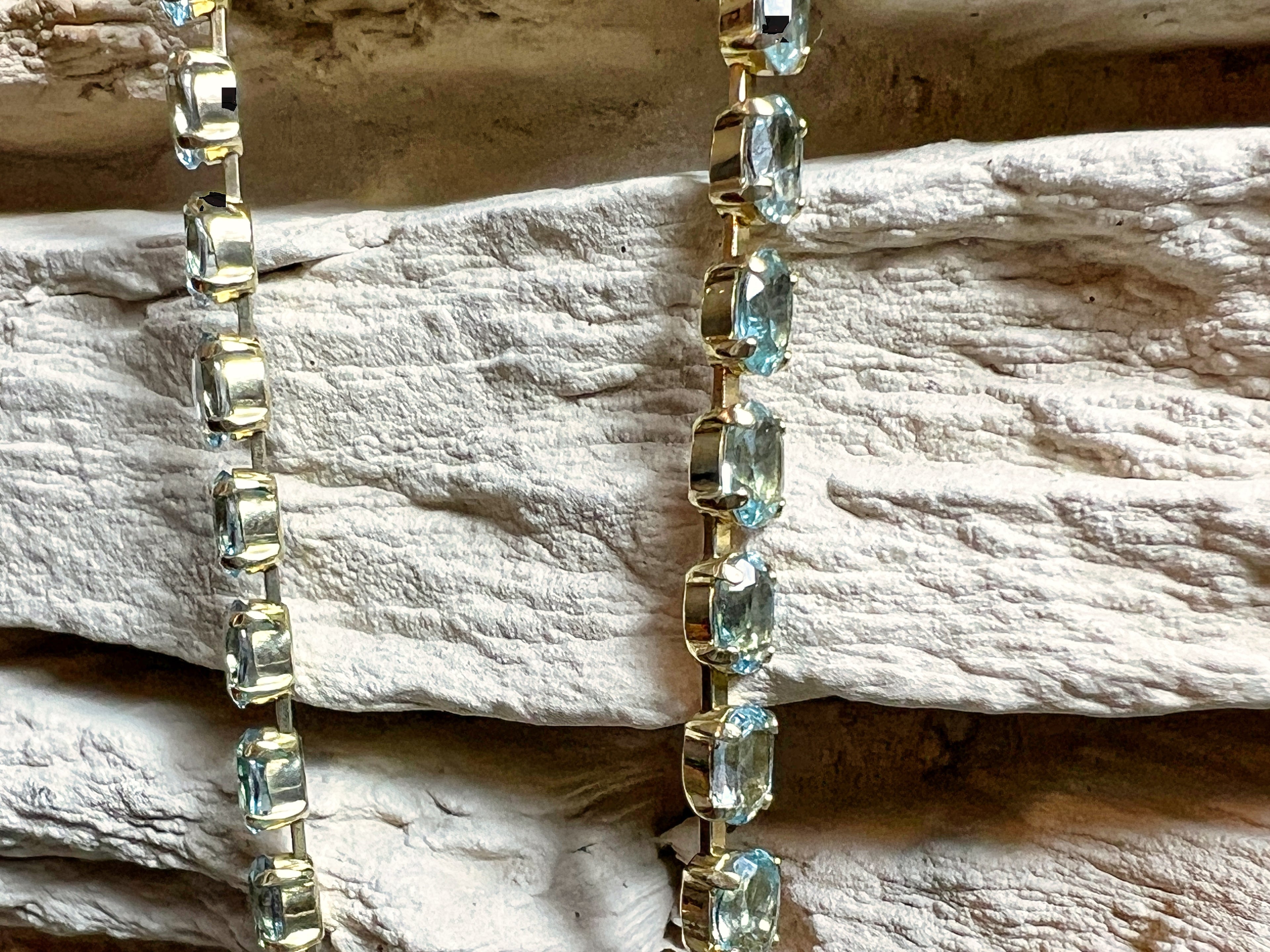 Edeltopas-Armband aus 333er Gold – Hellblau - Länge 19,5 cm