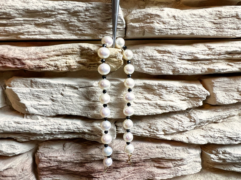 585er Gold-Armband Süßwasser Zuchtperlen & Spinell - 21 cm - UNIKAT