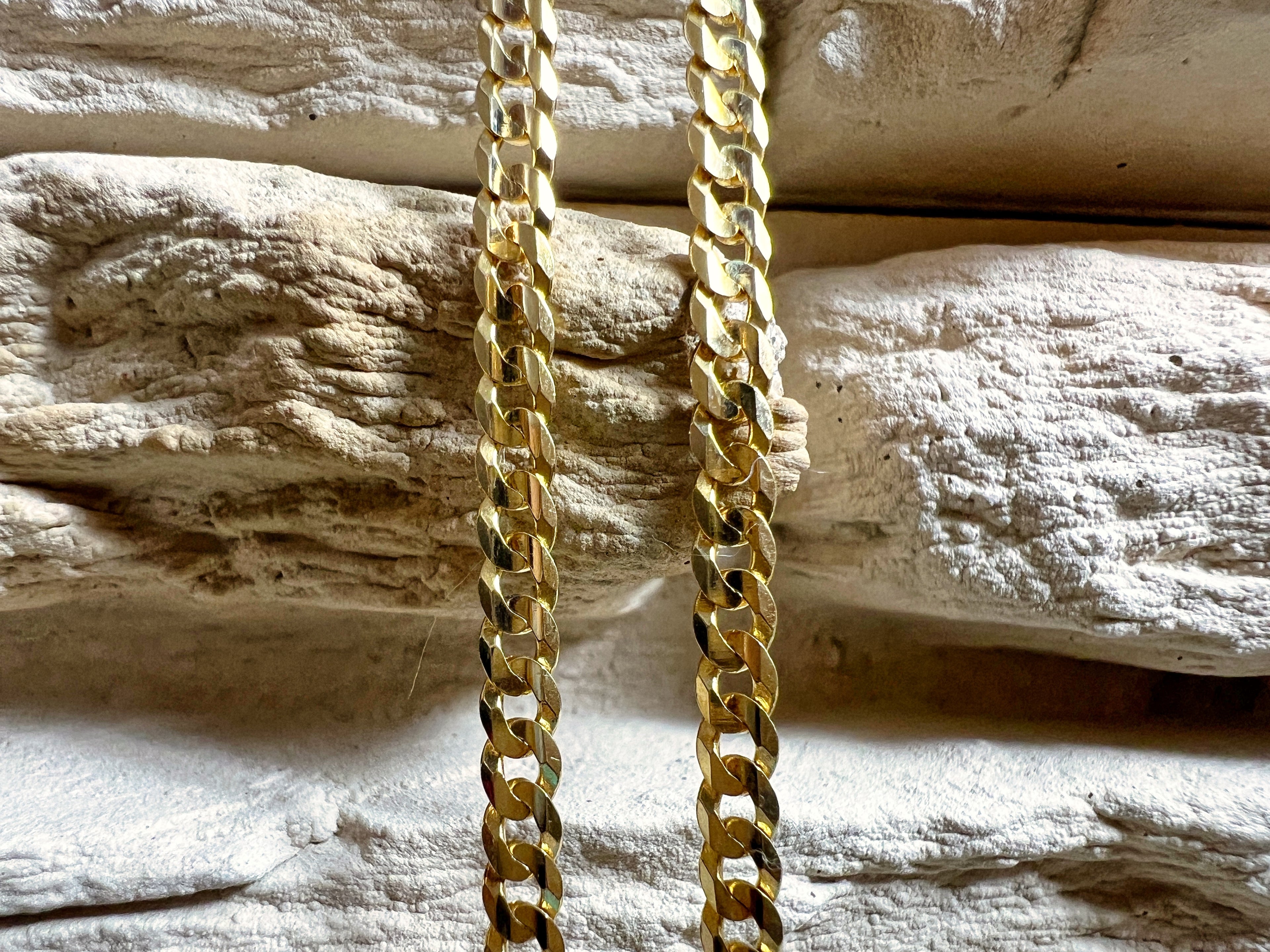 Unisex-Armband aus 585er Gold – Panzerkette glänzend - 19,5 cm