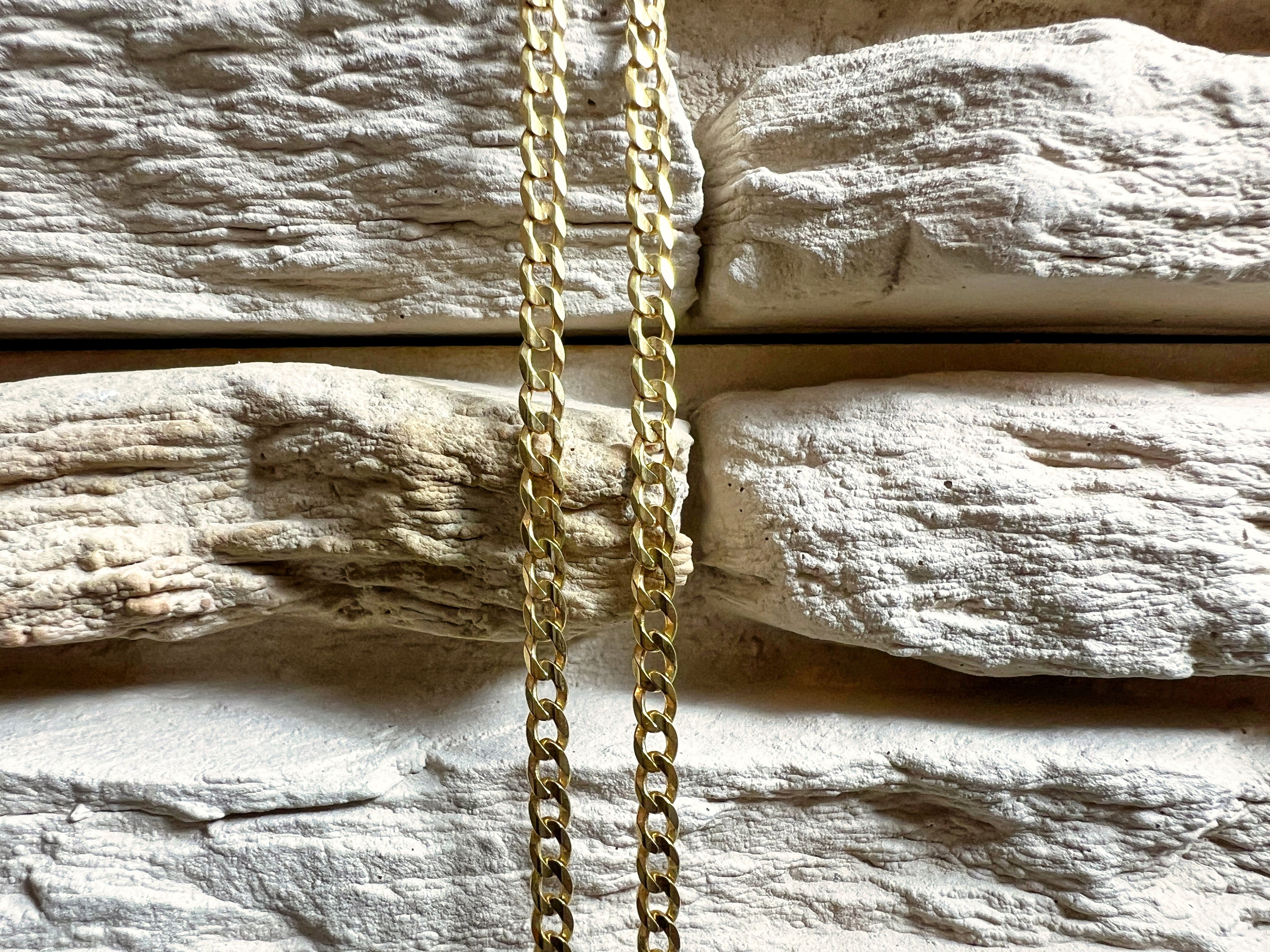 Unisex-Armband aus 585er Gold – Panzerkette glänzend - 21,5 cm