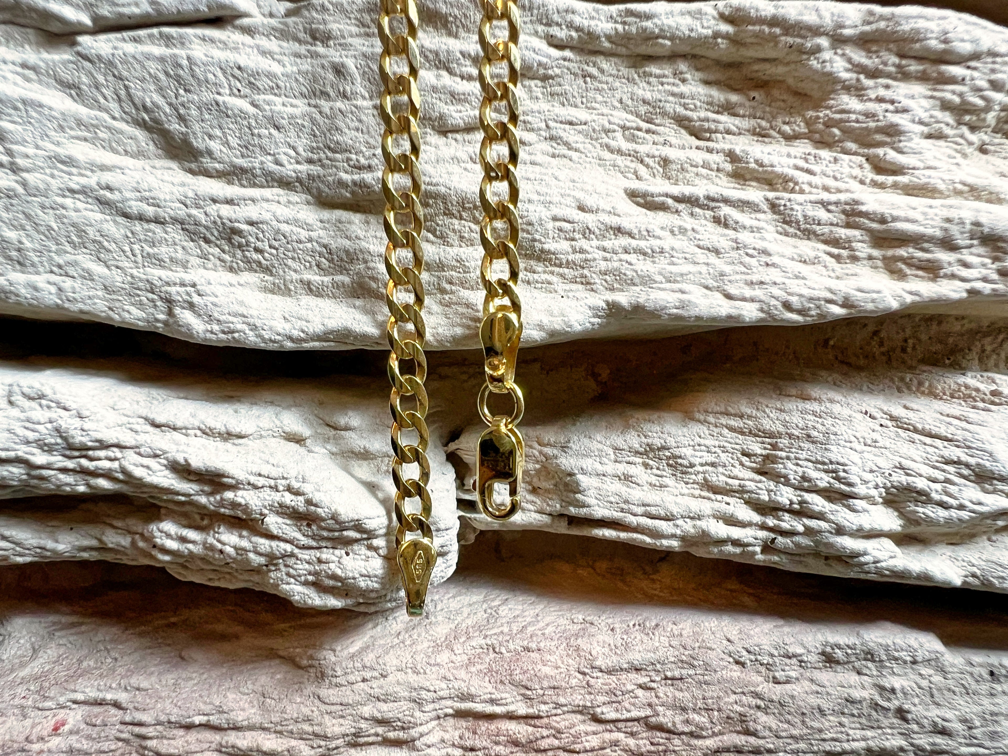 Unisex-Armband aus 585er Gold – Panzerkette glänzend - 21,5 cm