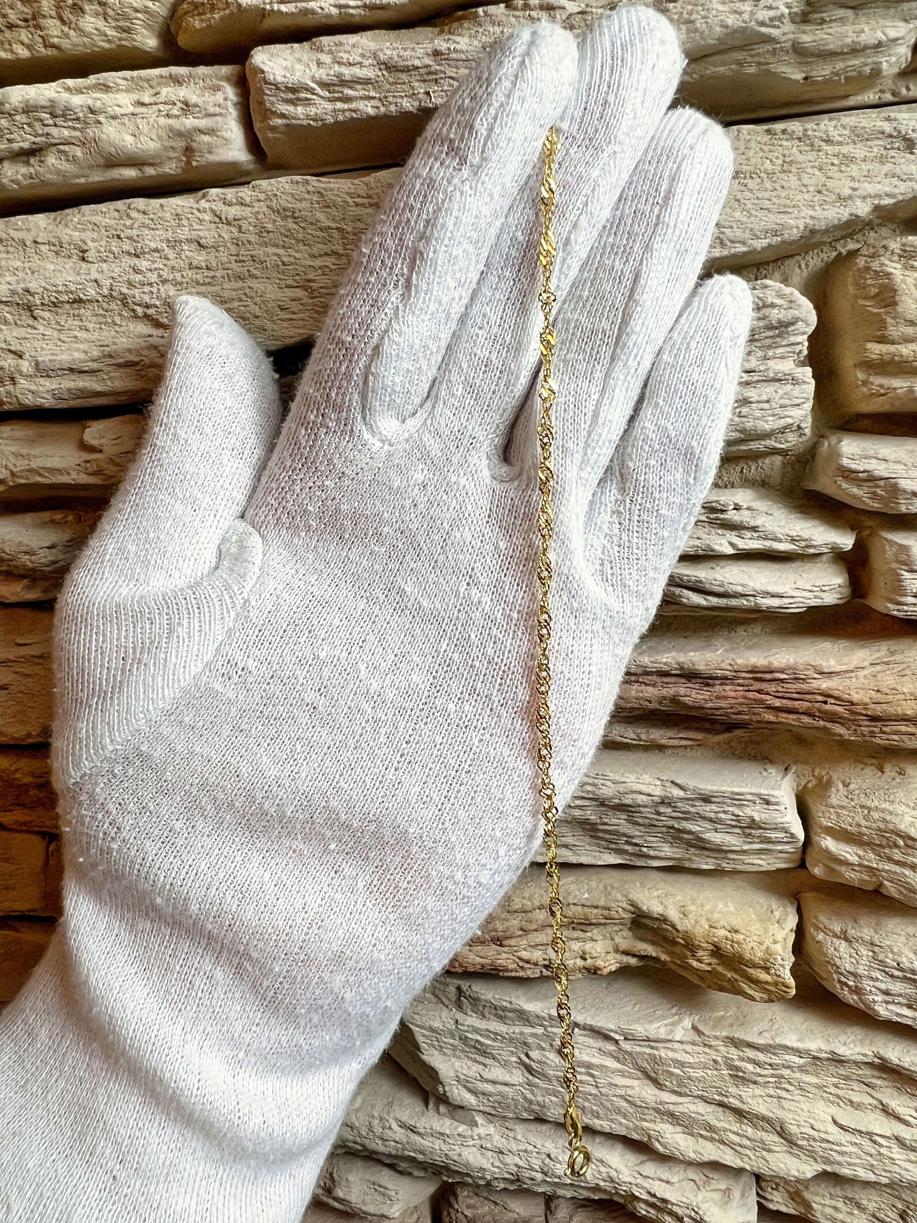 Unisex-Armband aus 585er Gold - Singapurstil glänzend - 18,5 cm