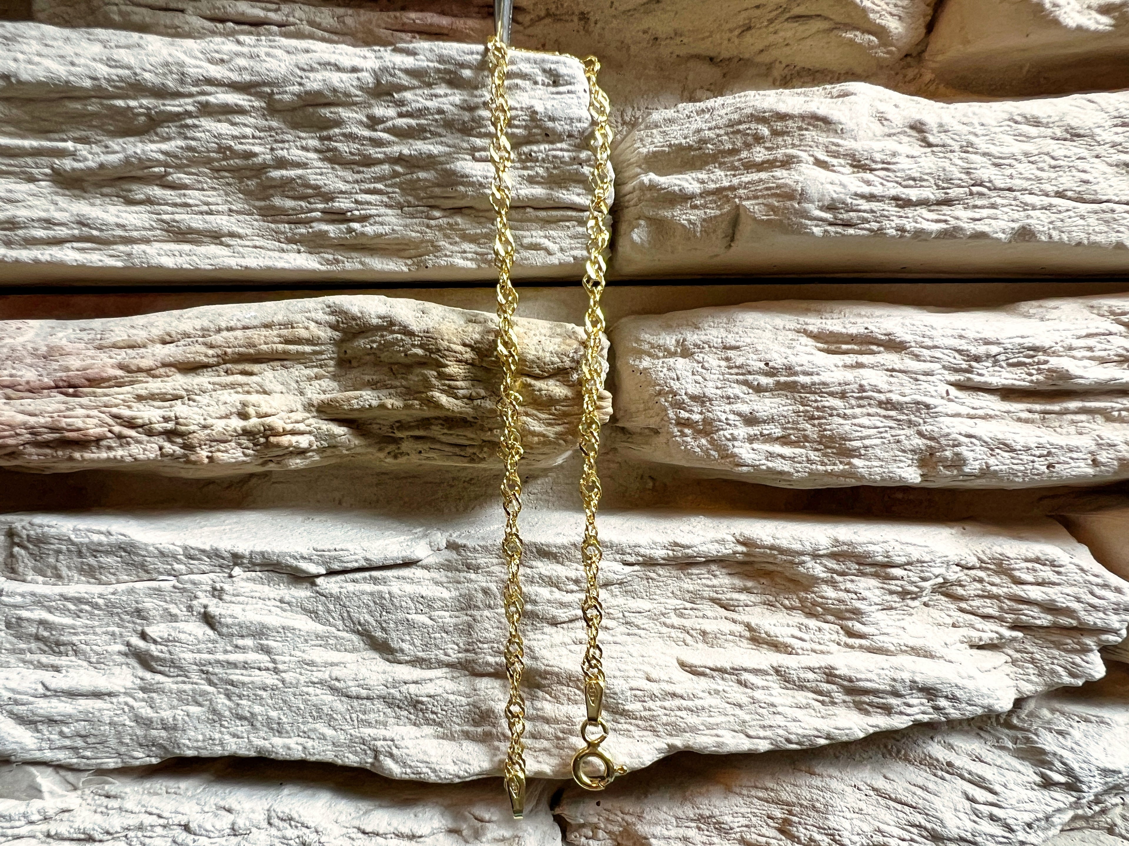 Unisex-Armband aus 585er Gold - Singapurstil glänzend - 18,5 cm