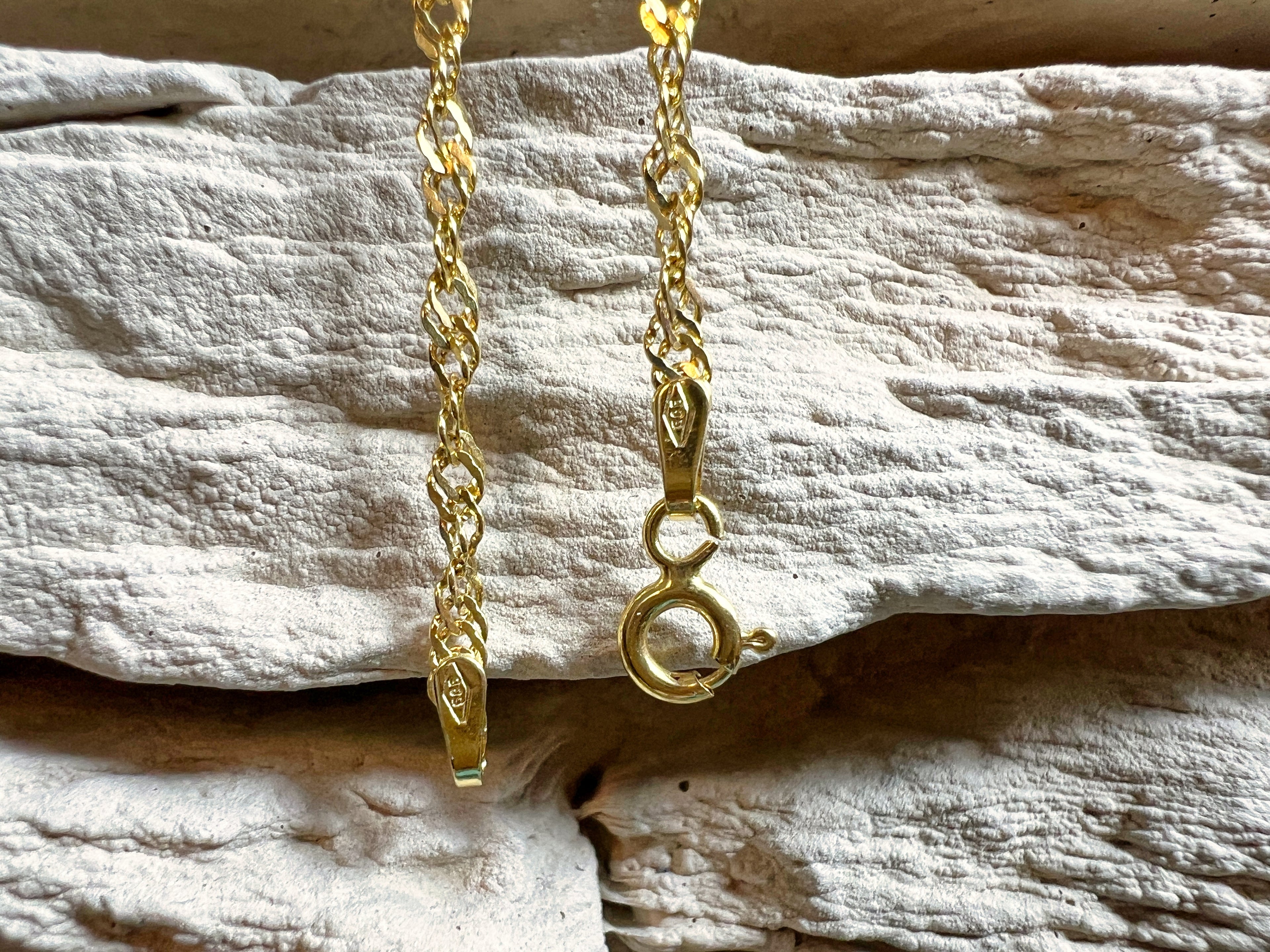 Unisex-Armband aus 585er Gold - Singapurstil glänzend - 18,5 cm