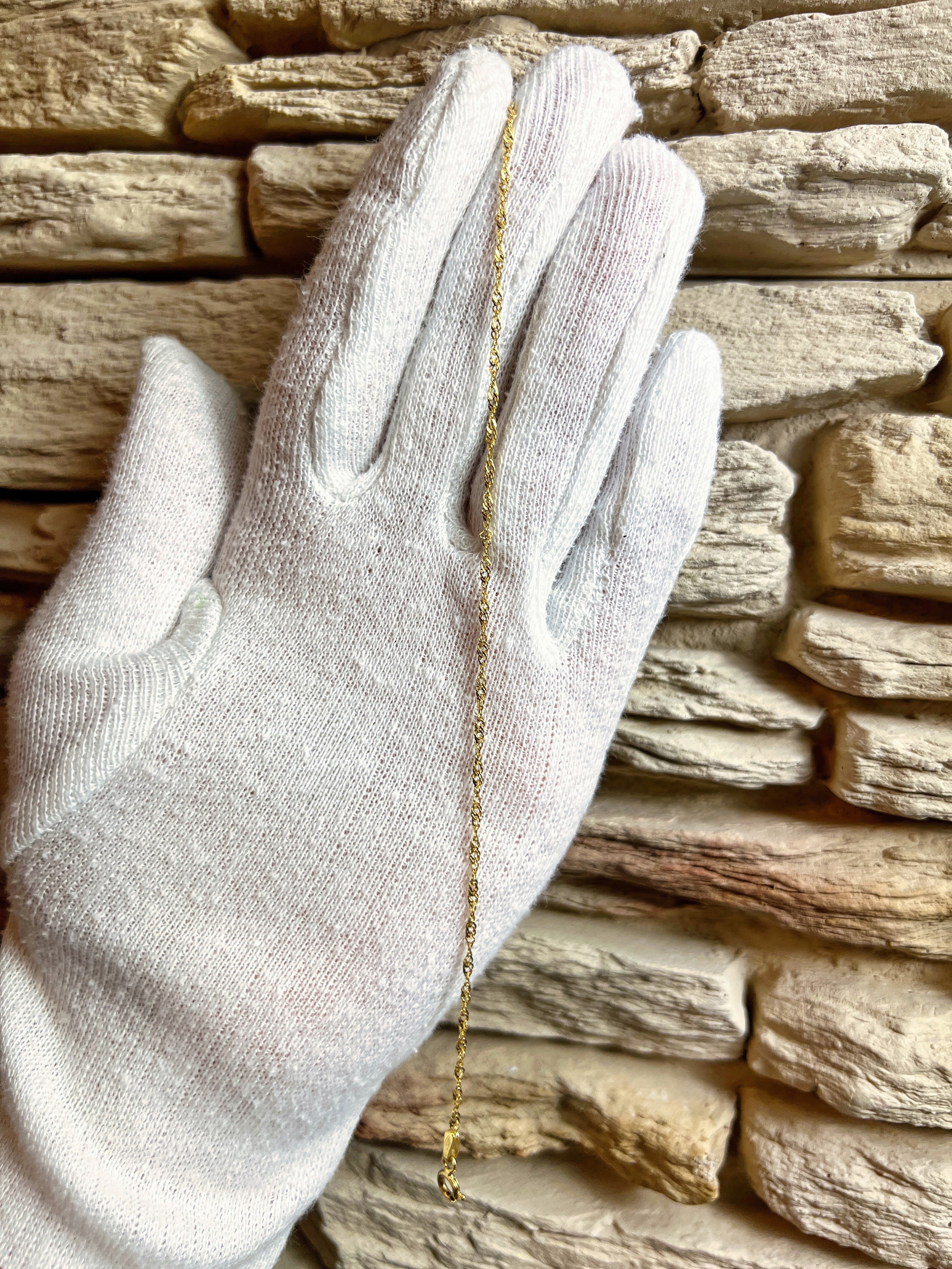 Unisex-Armband aus 585er Gold - zart - Singapurstil - glänzend - 18,5 cm