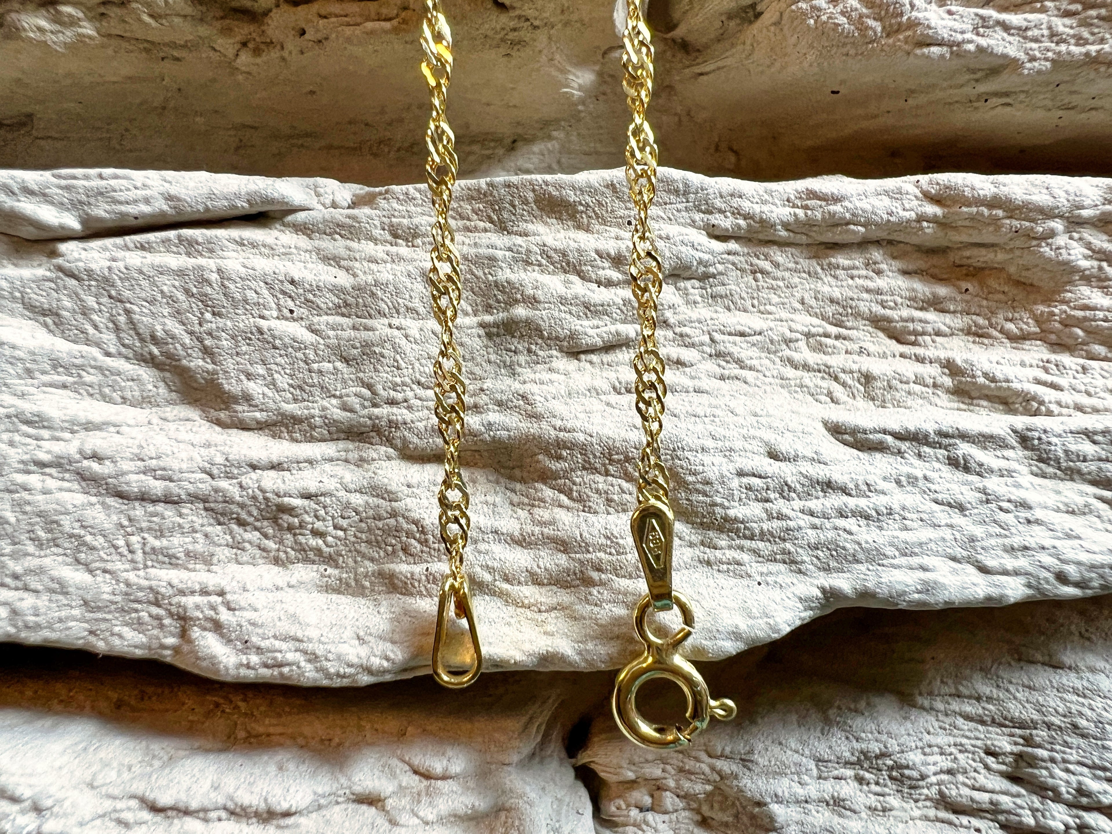 Unisex-Armband aus 585er Gold - zart - Singapurstil - glänzend - 18,5 cm