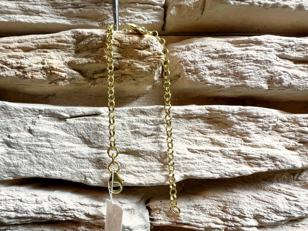 Feines Goldarmband aus 333er Gold - Damen/Kinder - Erbskette mit Delfin - 14 cm