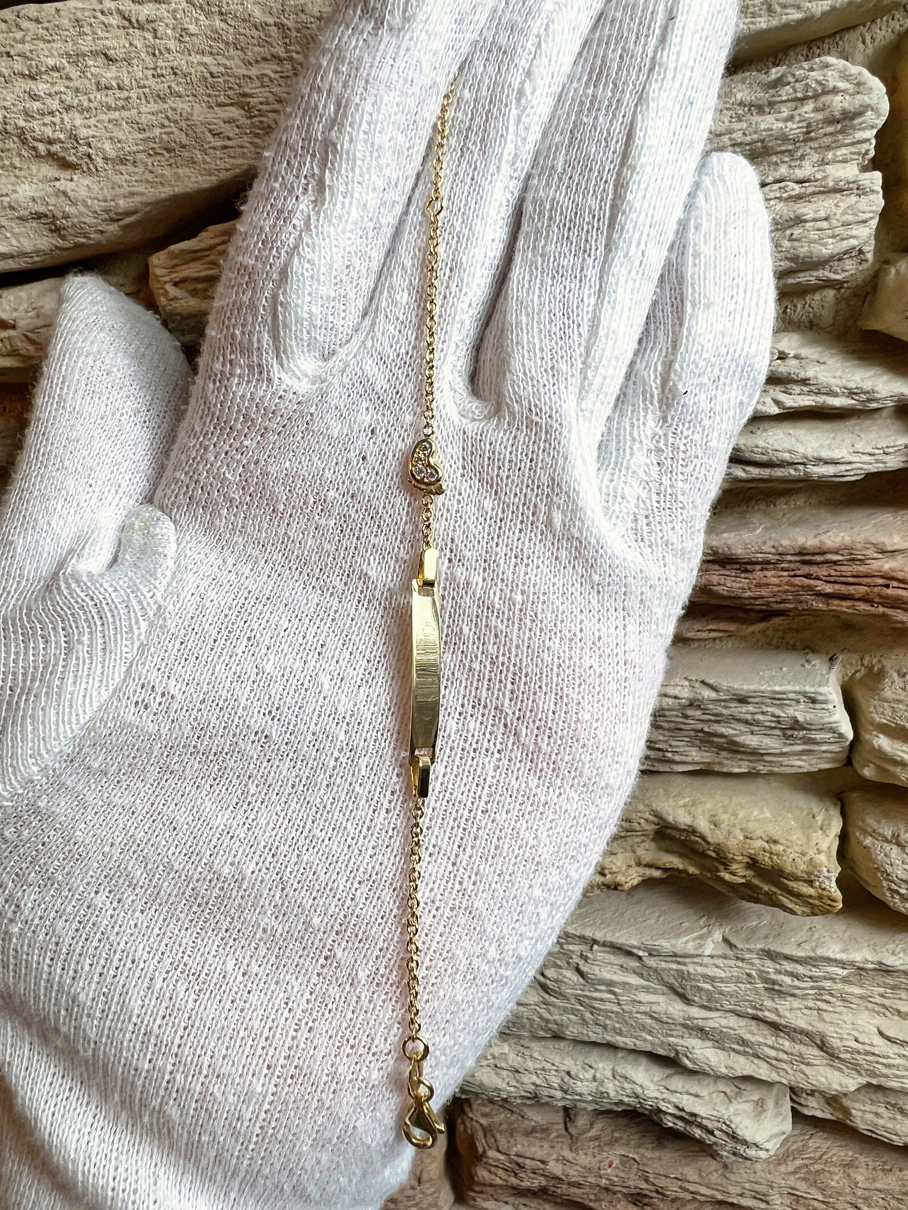 ID-Armband Baby 585er Gold - Füßchen mit Zirkonia - 11,5+13,5 cm - personalisierbar