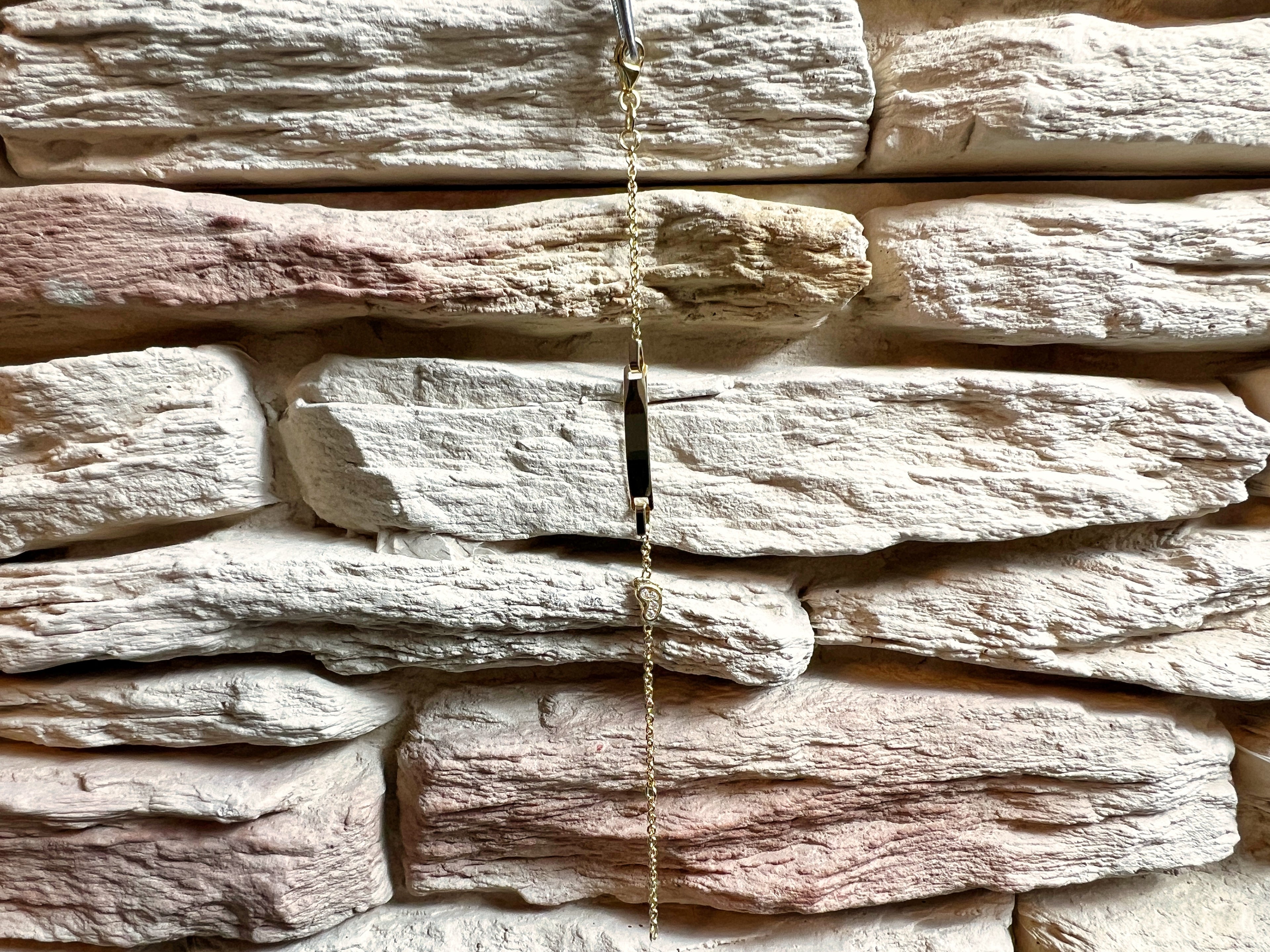 ID-Armband Baby 585er Gold - Füßchen mit Zirkonia - 11,5+13,5 cm - personalisierbar