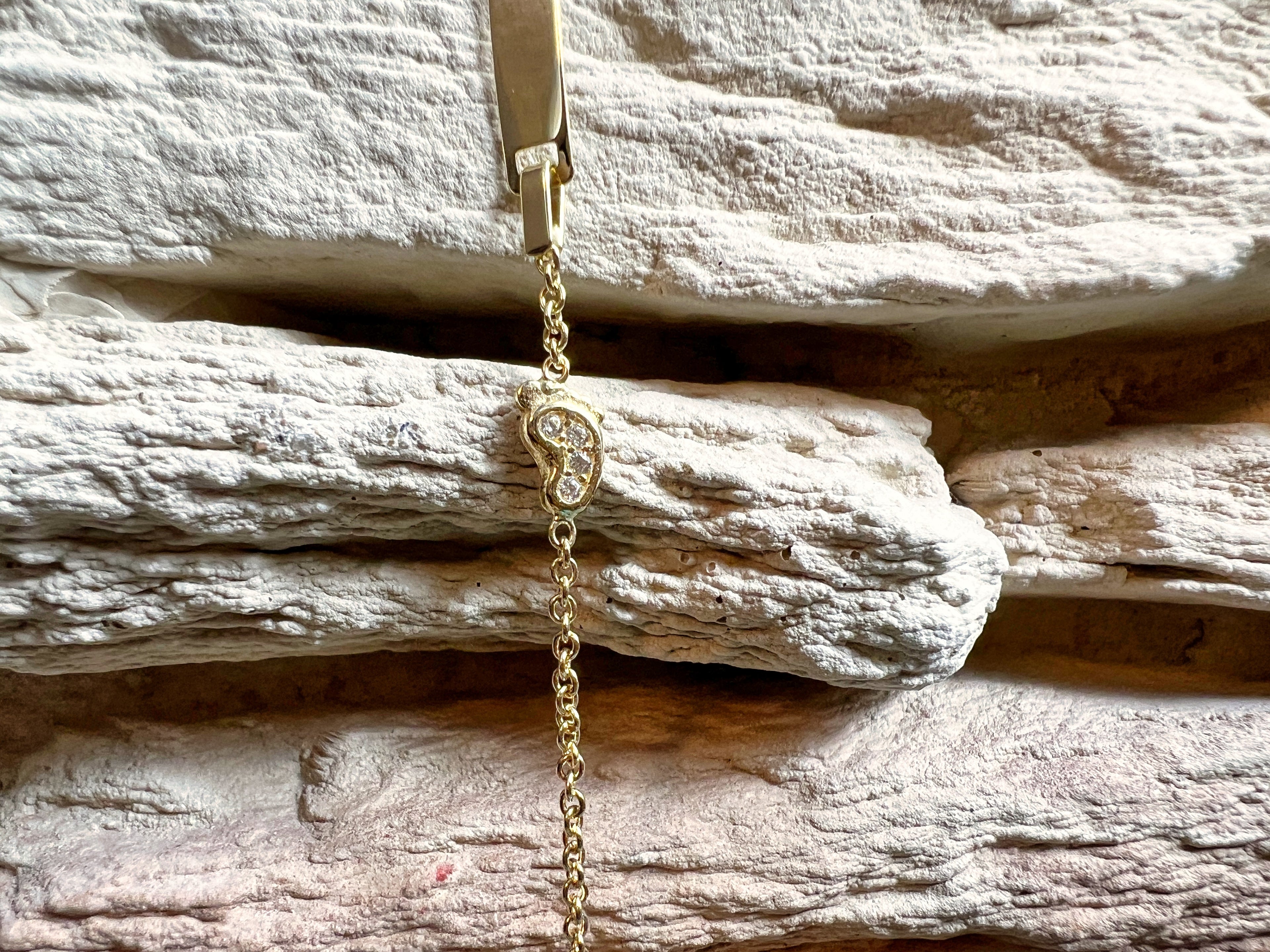 ID-Armband Baby 585er Gold - Füßchen mit Zirkonia - 11,5+13,5 cm - personalisierbar