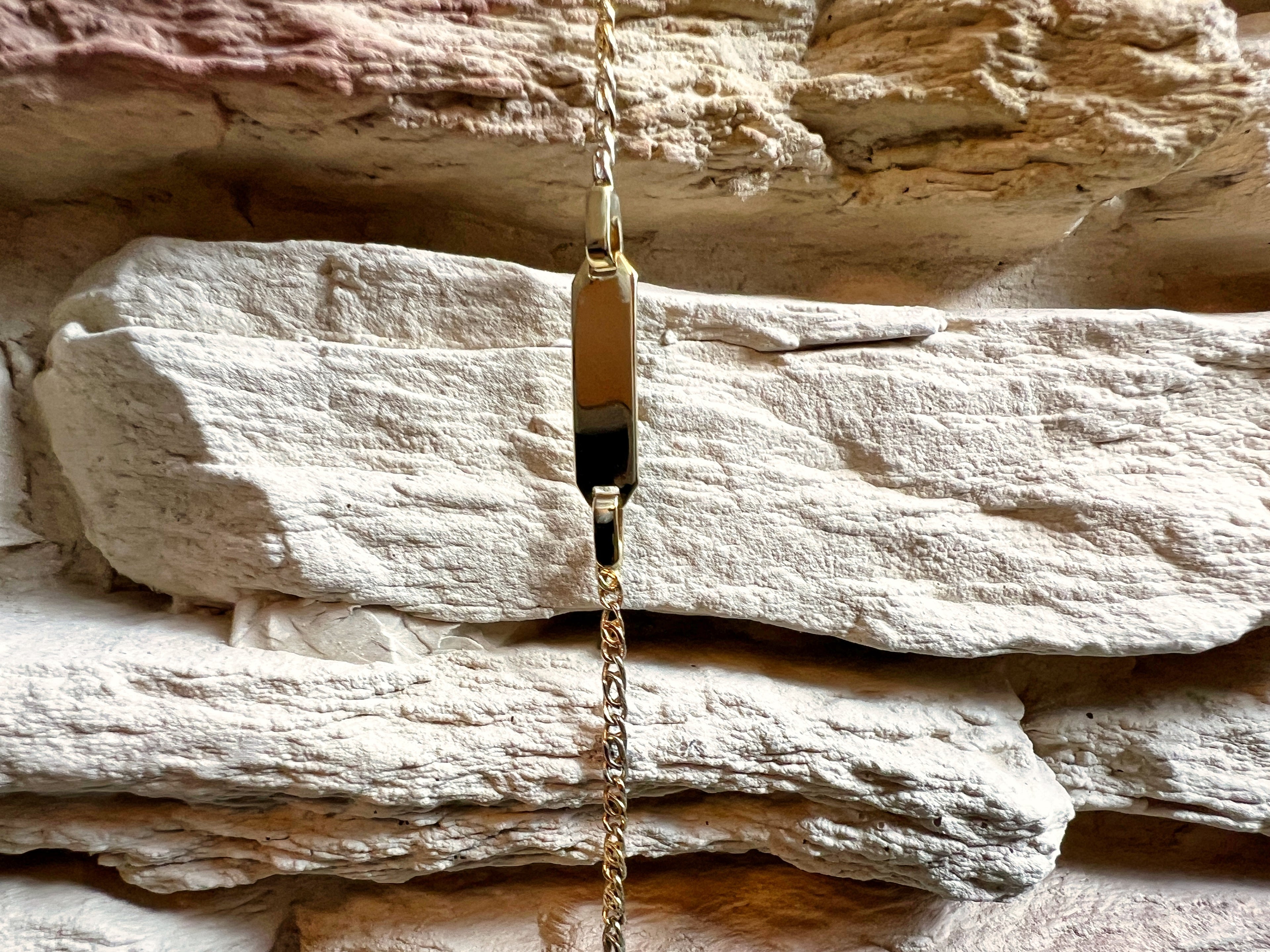 ID-Armband Baby 585er Gold - Bicolor - 11,5 + 14,5 cm - personalisierbar