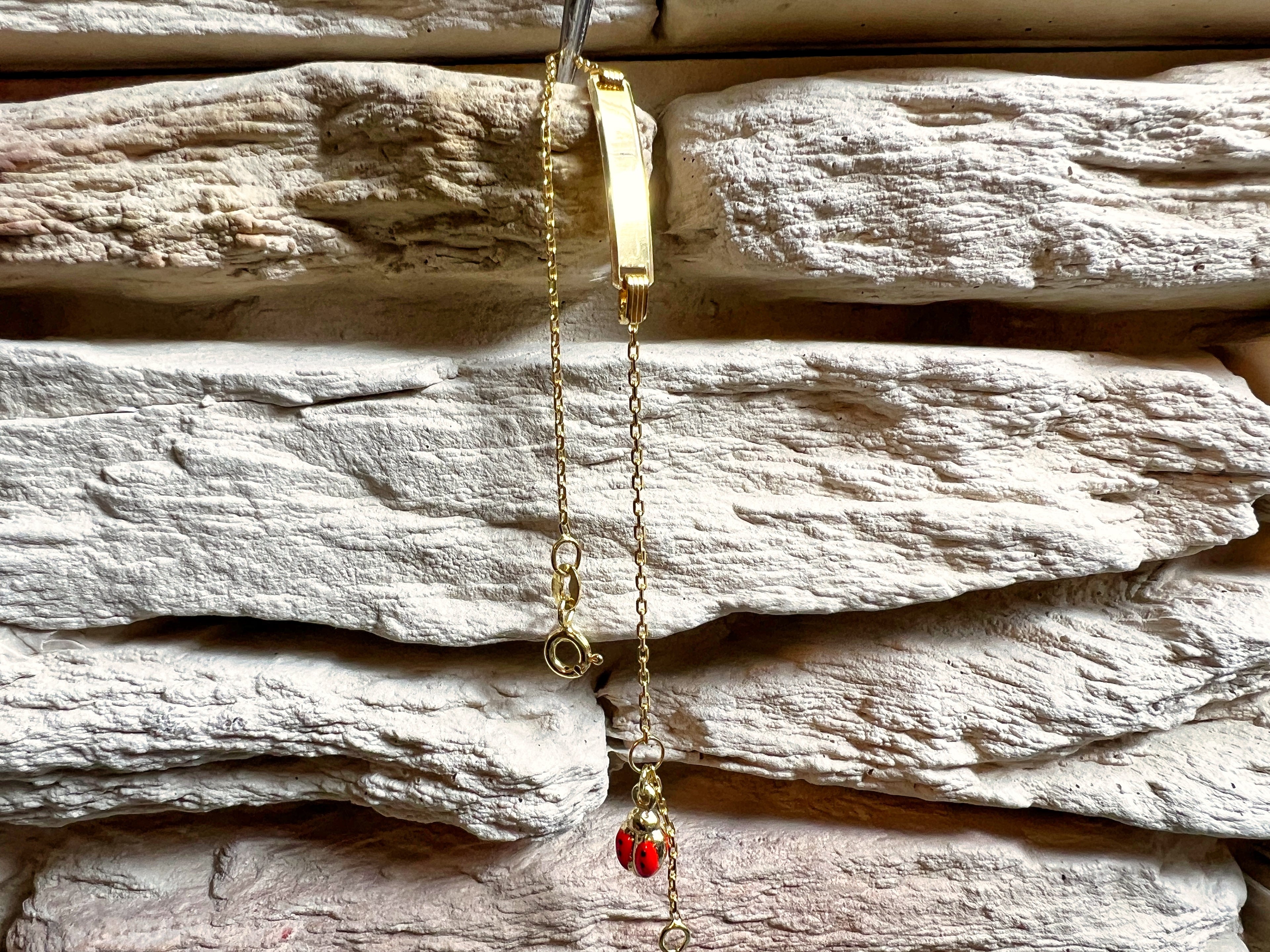 ID-Armband Baby 585er Gold - Marienkäfer - 14 + 16 cm - personalisierbar