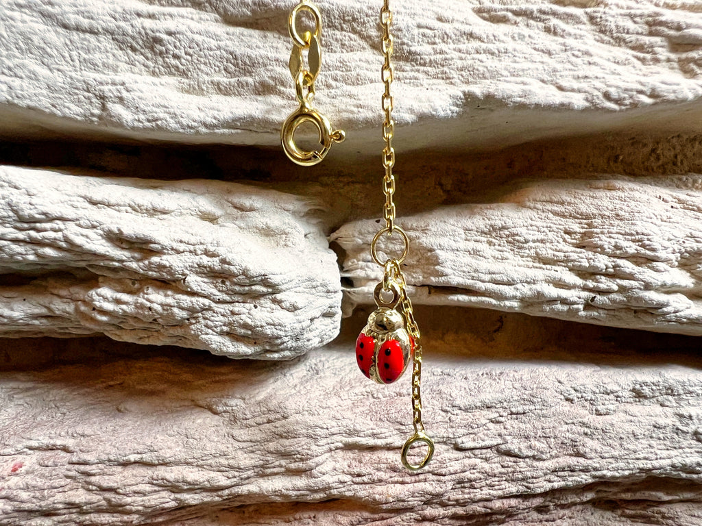 ID-Armband Baby 585er Gold - Marienkäfer - 14 + 16 cm - personalisierbar