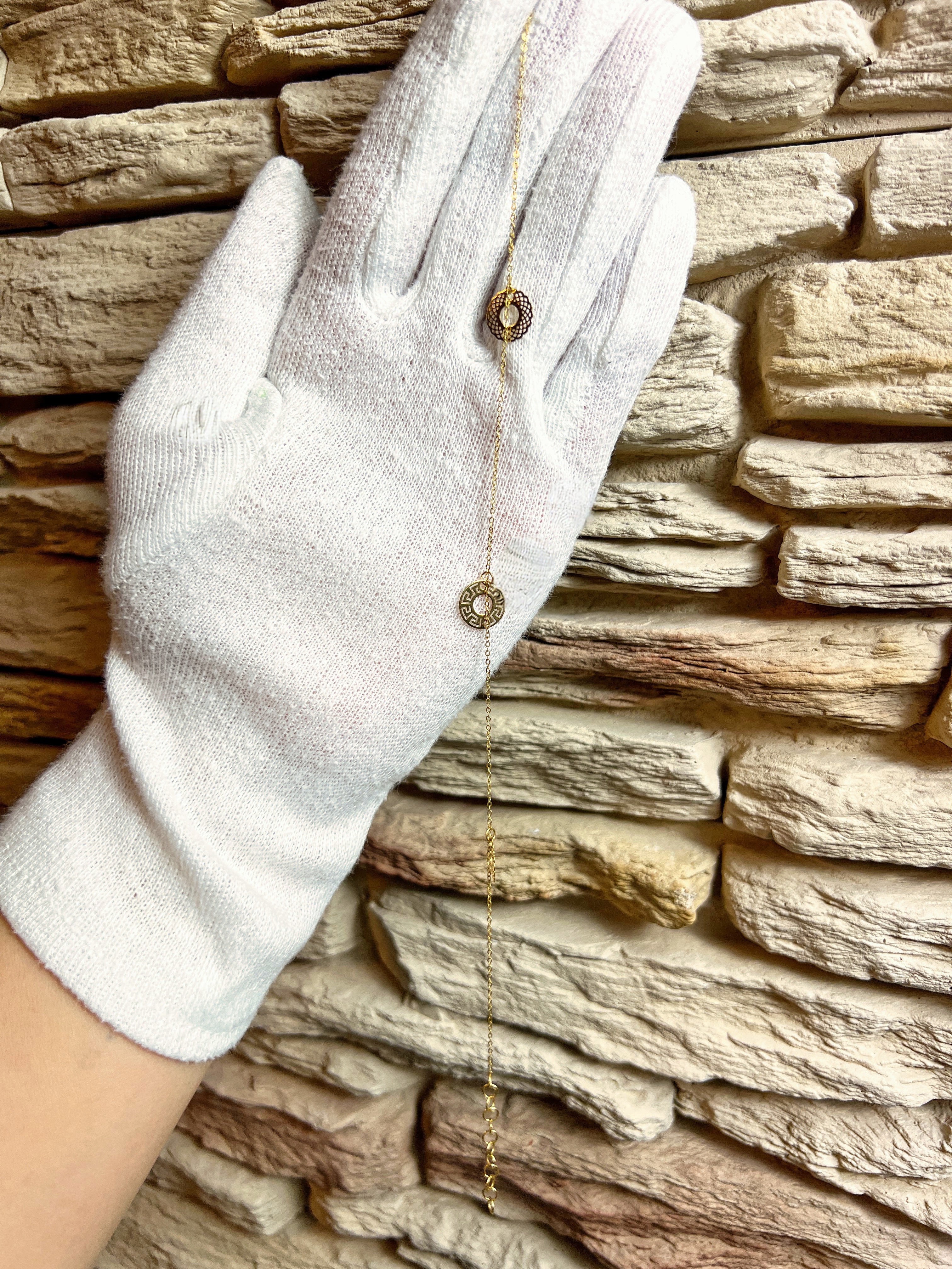 Fußkette aus 585er Gold - mit Plättchen - 22,5 cm - 25,5 cm