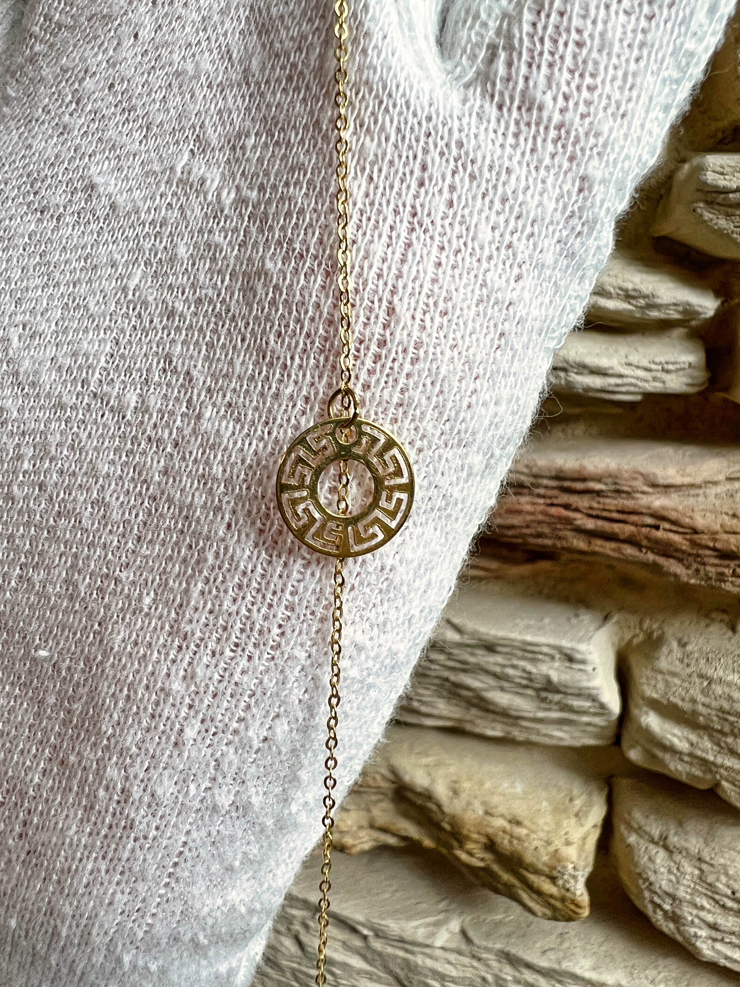 Fußkette aus 585er Gold - mit Plättchen - 22,5 cm - 25,5 cm