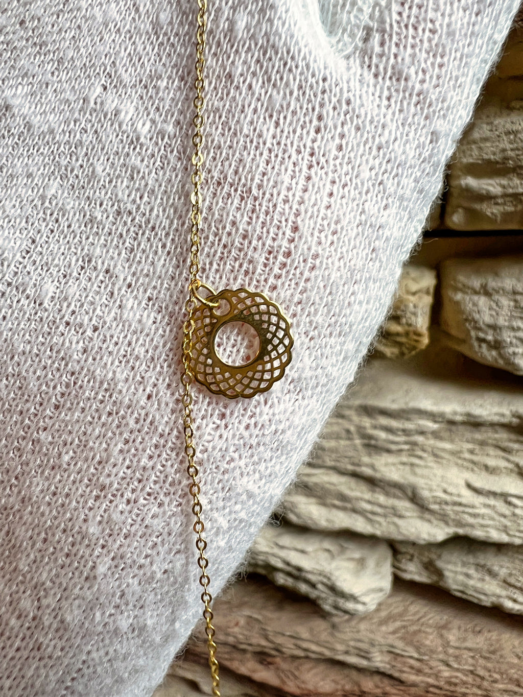 Fußkette aus 585er Gold - mit Plättchen - 22,5 cm - 25,5 cm