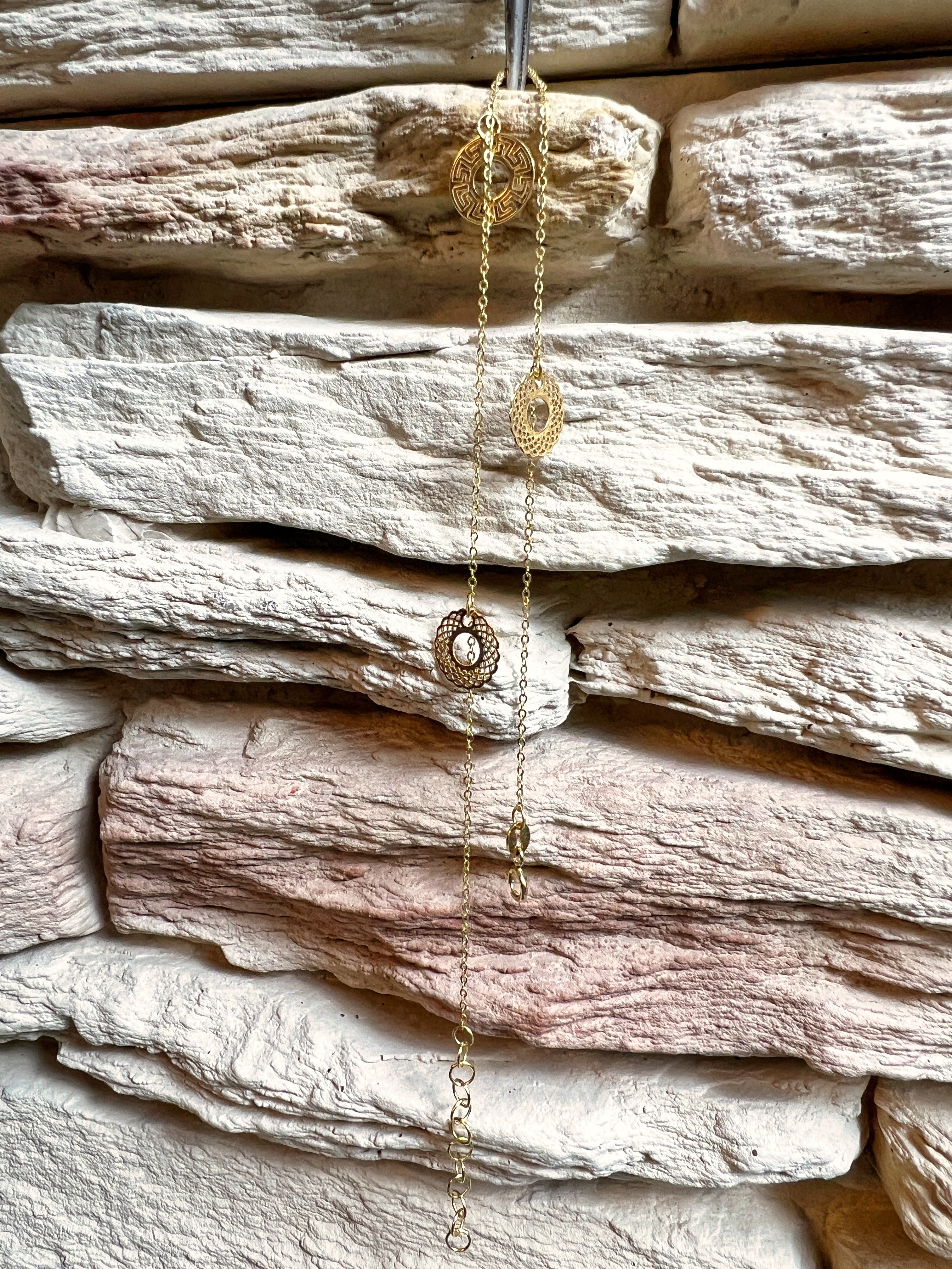 Fußkette aus 585er Gold - mit Plättchen - 22,5 cm - 25,5 cm