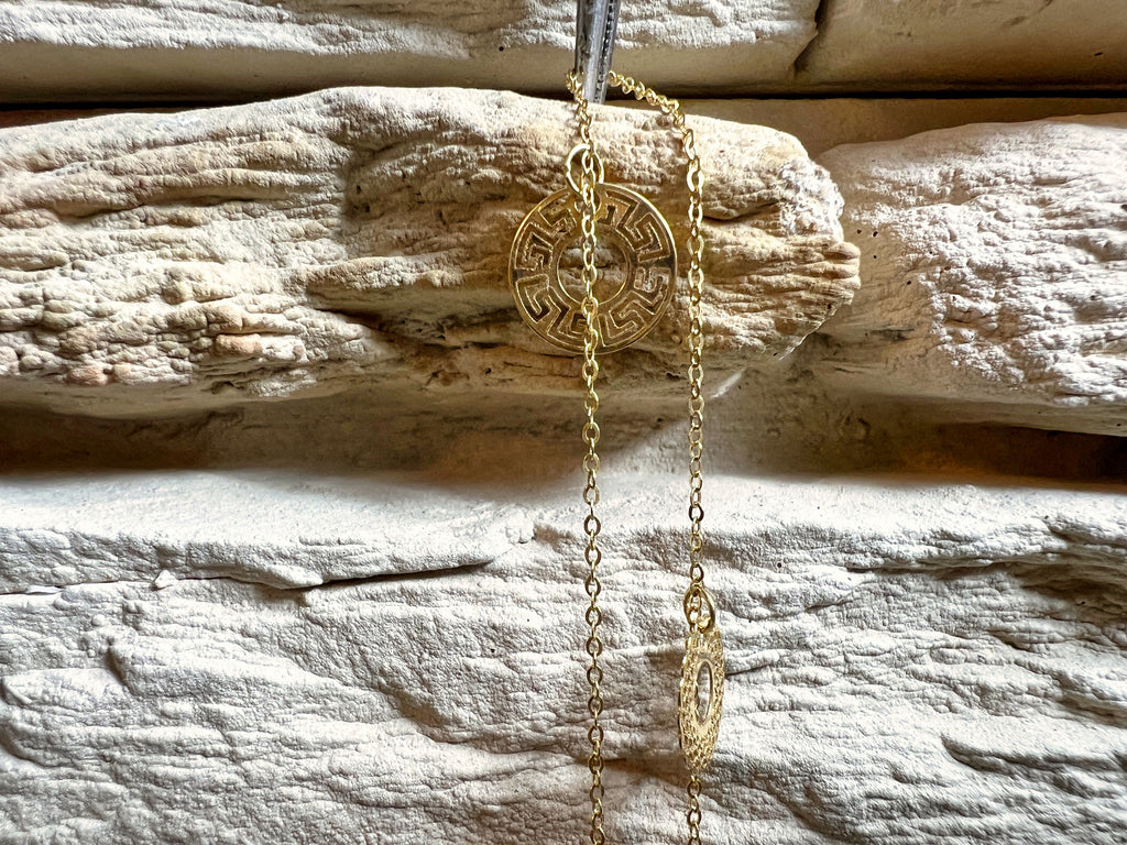 Fußkette aus 585er Gold - mit Plättchen - 22,5 cm - 25,5 cm